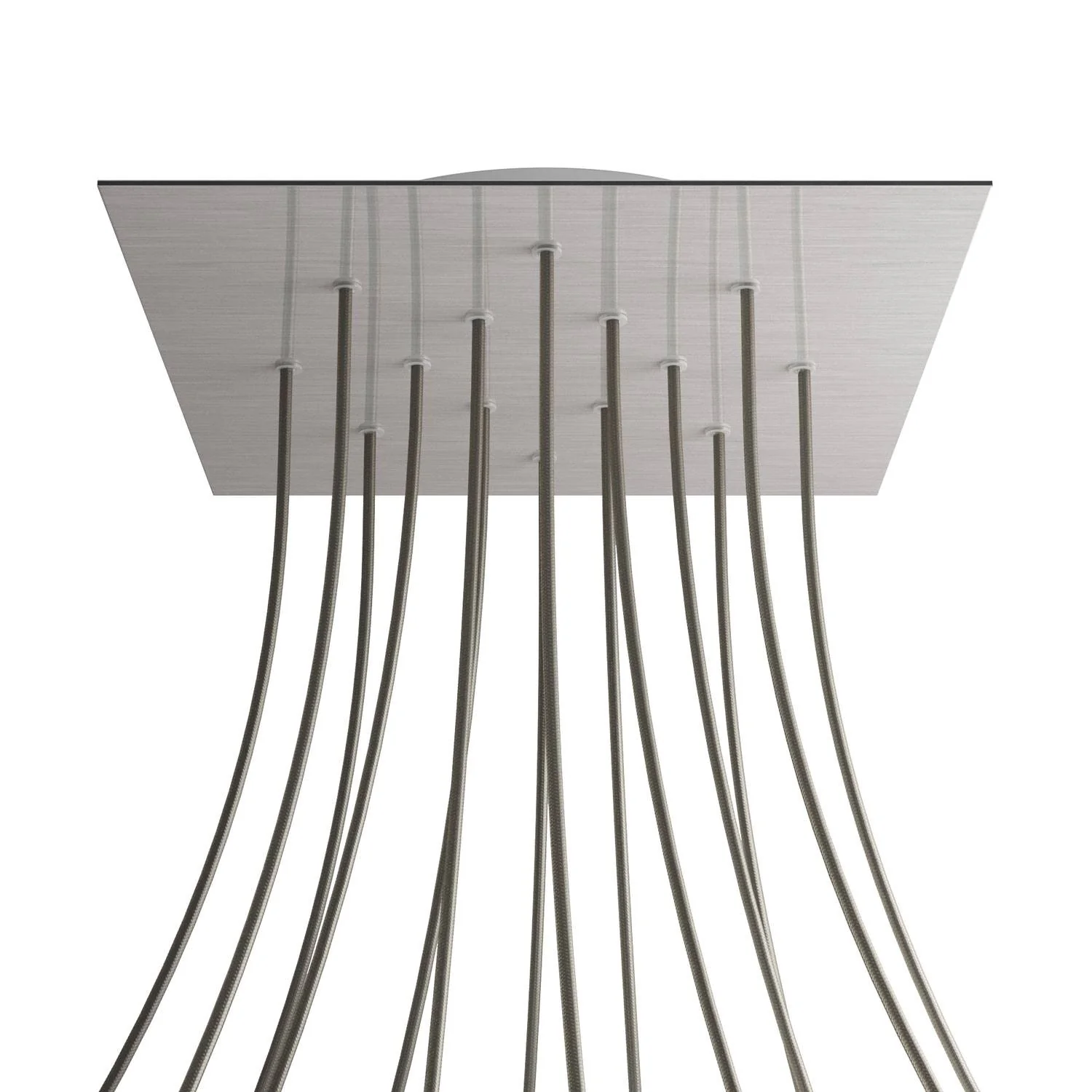 XXL Rose-One square ceiling rose, 400 mm with 14 holes and 4 side holes - Satin-finish Dibond Steel