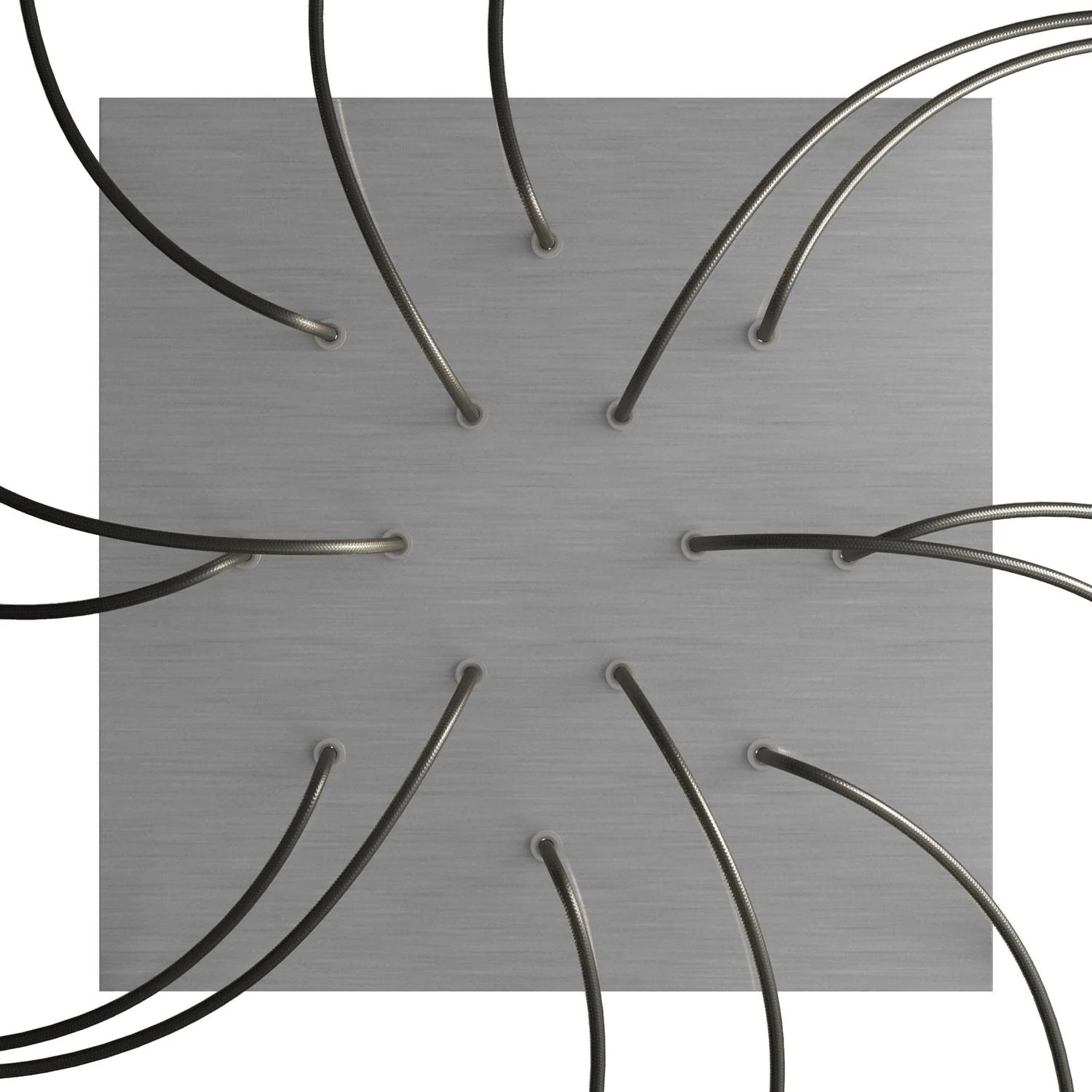 XXL Rose-One square ceiling rose, 400 mm with 14 holes and 4 side holes - Satin-finish Dibond Steel - Image 2
