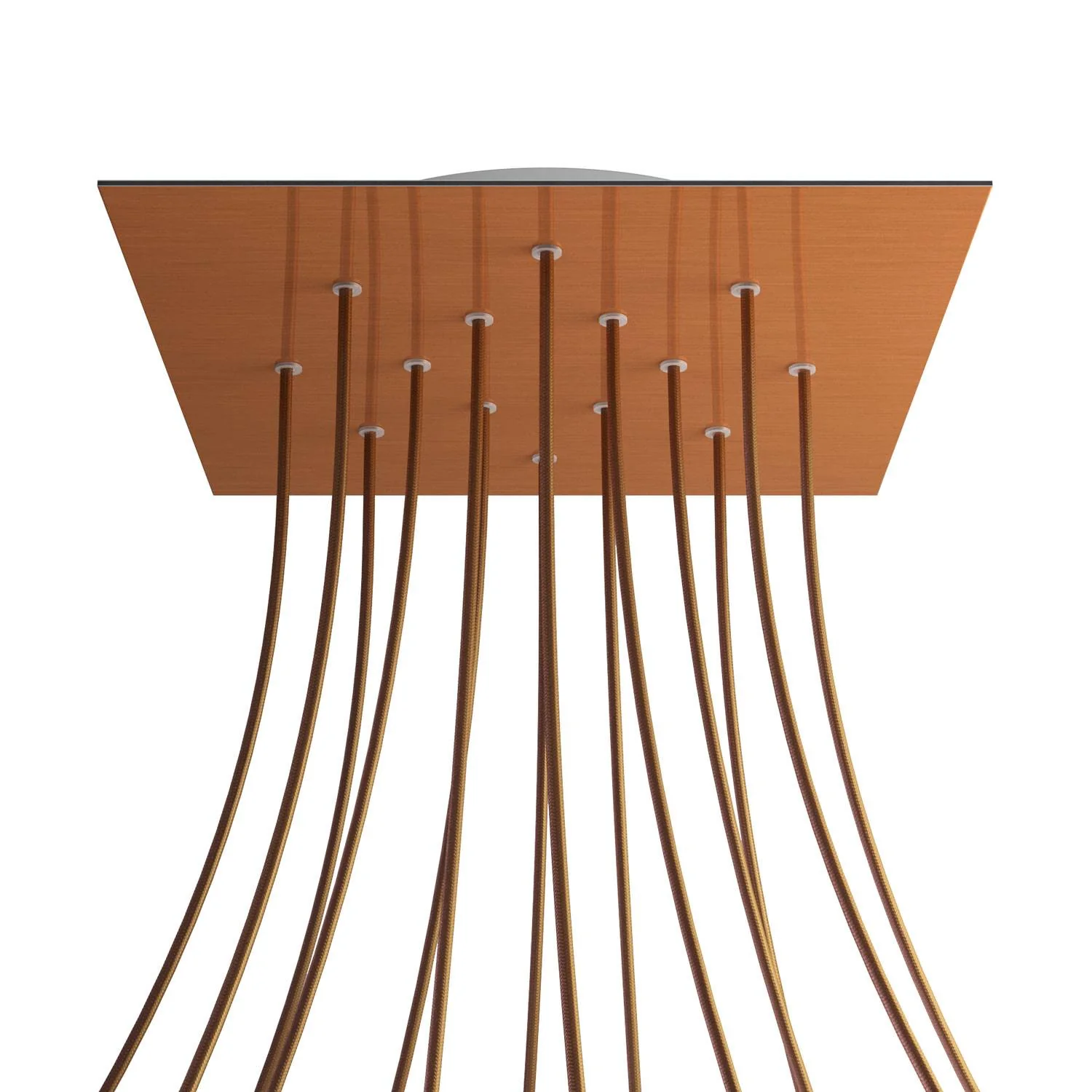 XXL Rose-One square ceiling rose, 400 mm with 14 holes and 4 side holes - Satin copper Dibond