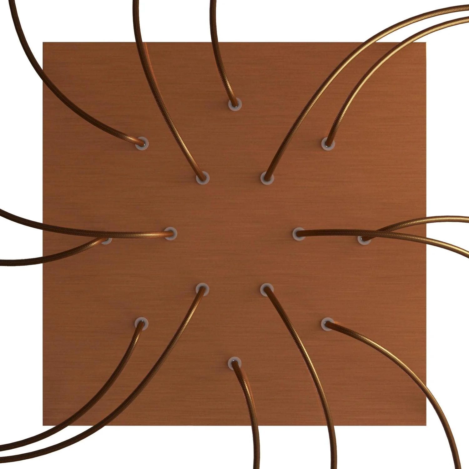 XXL Rose-One square ceiling rose, 400 mm with 14 holes and 4 side holes - Satin copper Dibond - Image 2