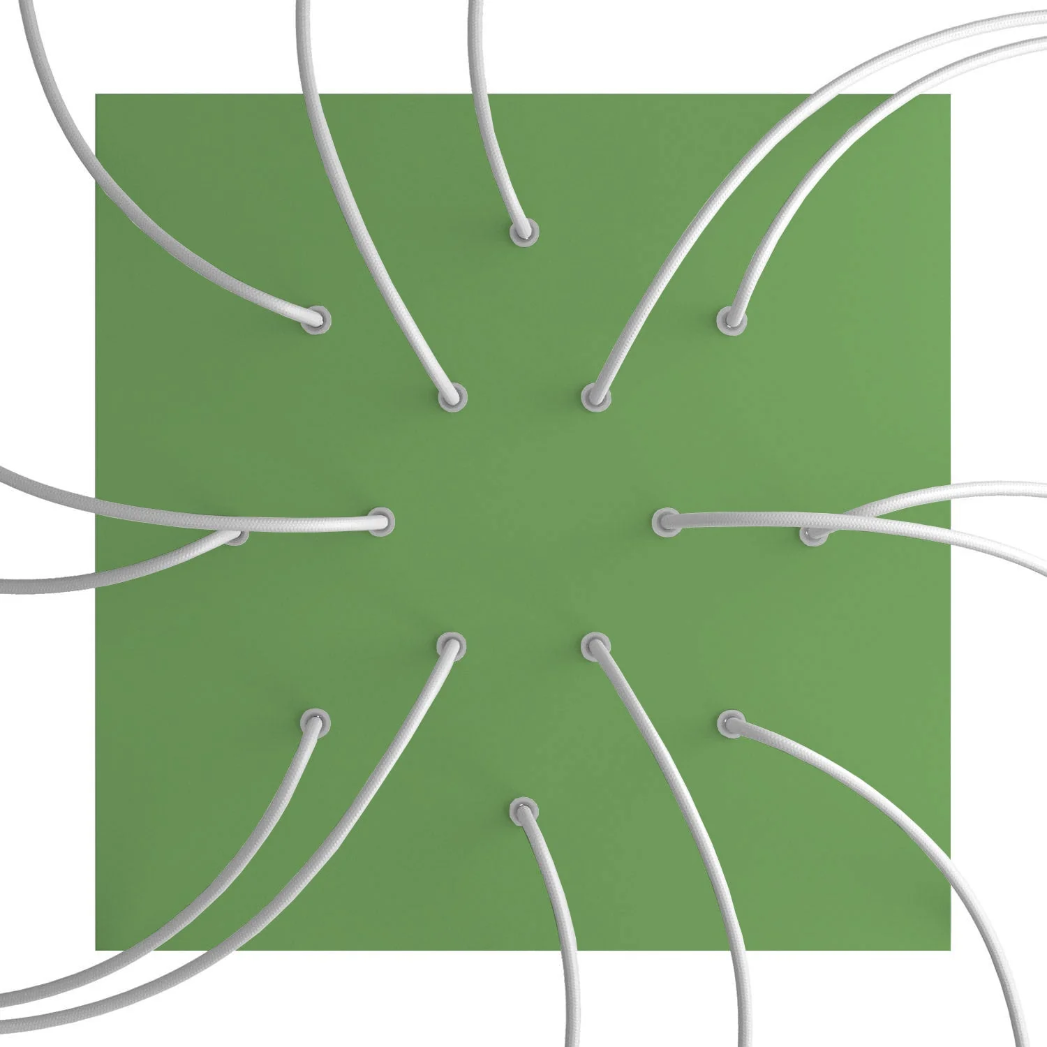XXL Ceiling rose Rose-One square, 400 mm with 14 holes and 4 side holes - Meadow green - Image 2