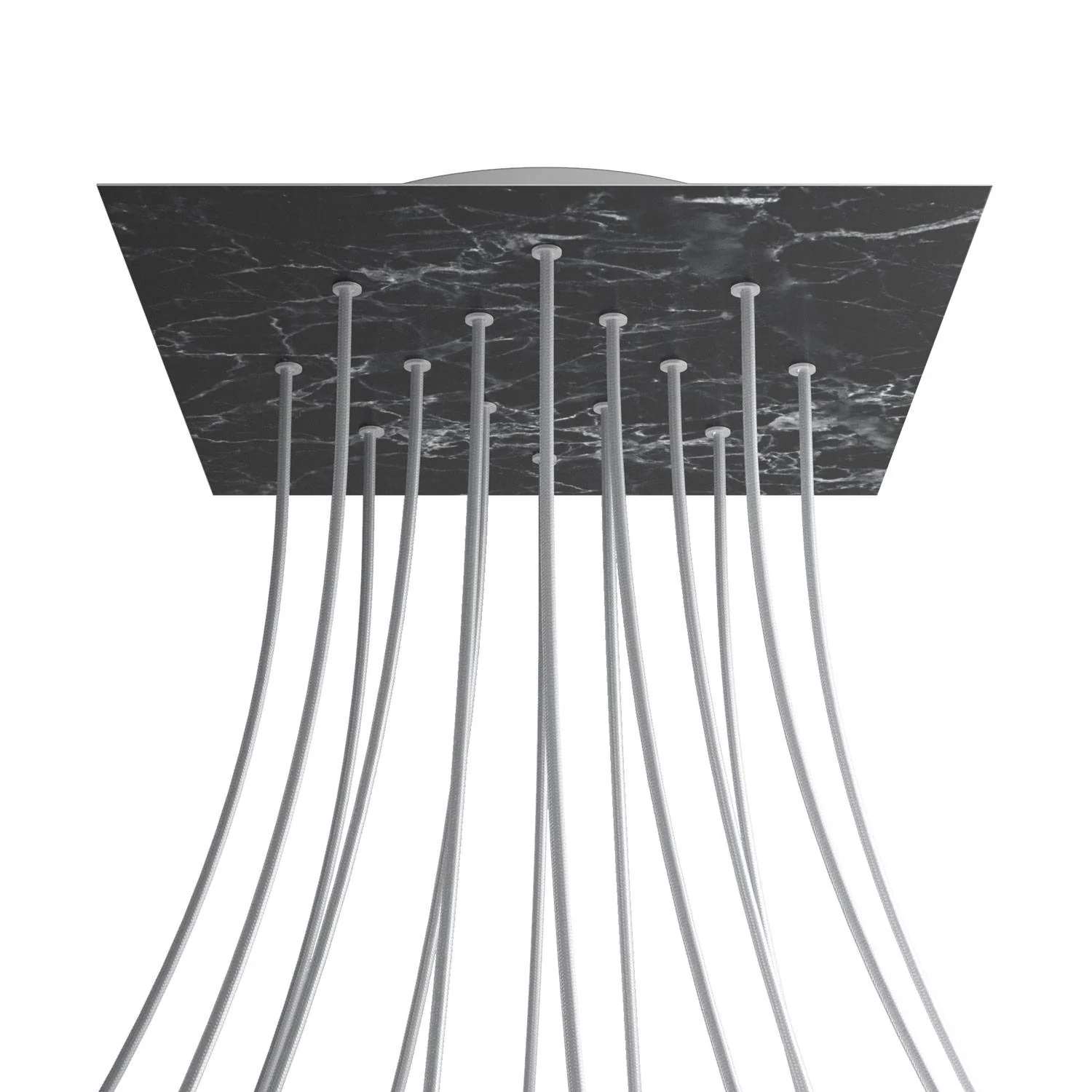 XXL Rose-One square ceiling rose, 400 mm with 14 holes and 4 side holes - Marquina marble