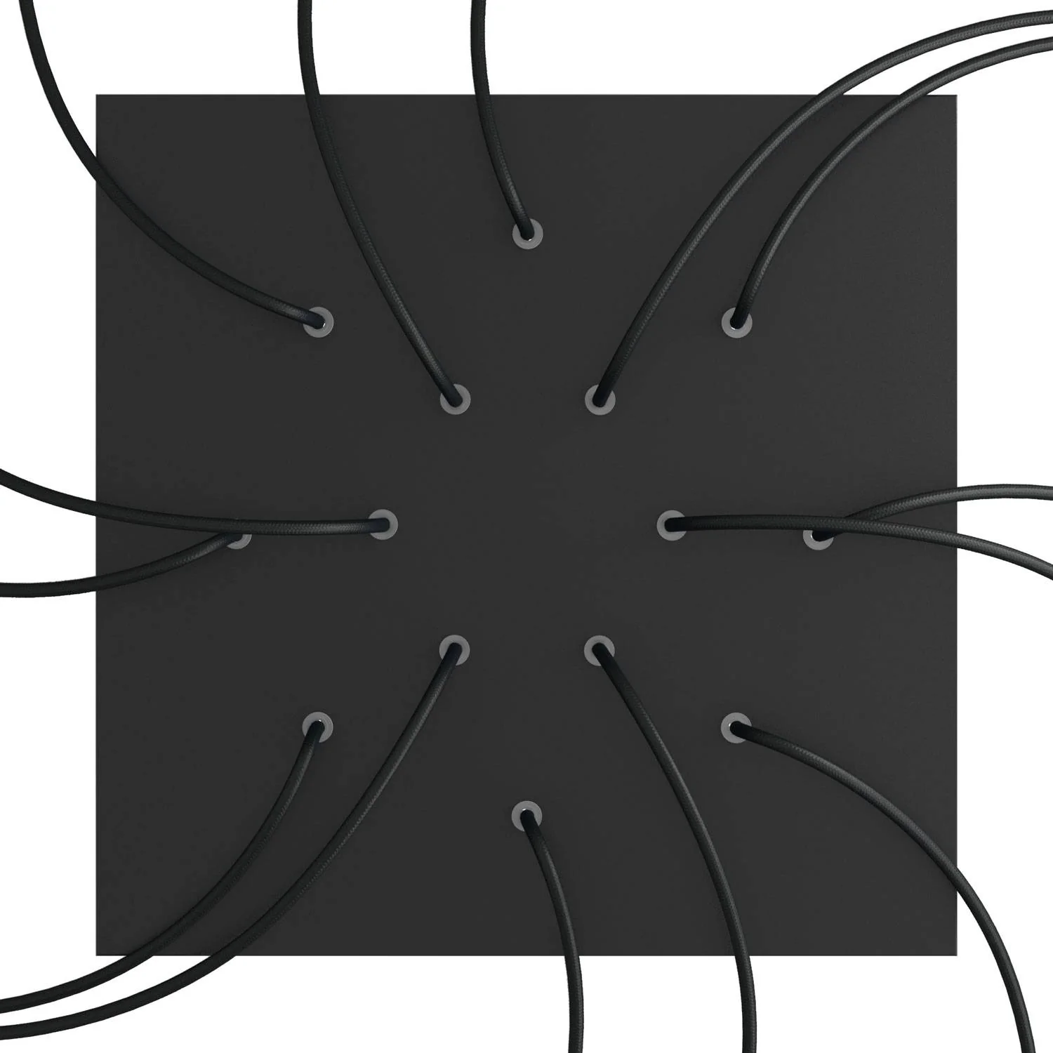 XXL Rose-One square ceiling rose, 400 mm with 14 holes and 4 side holes - Matt black - Image 2