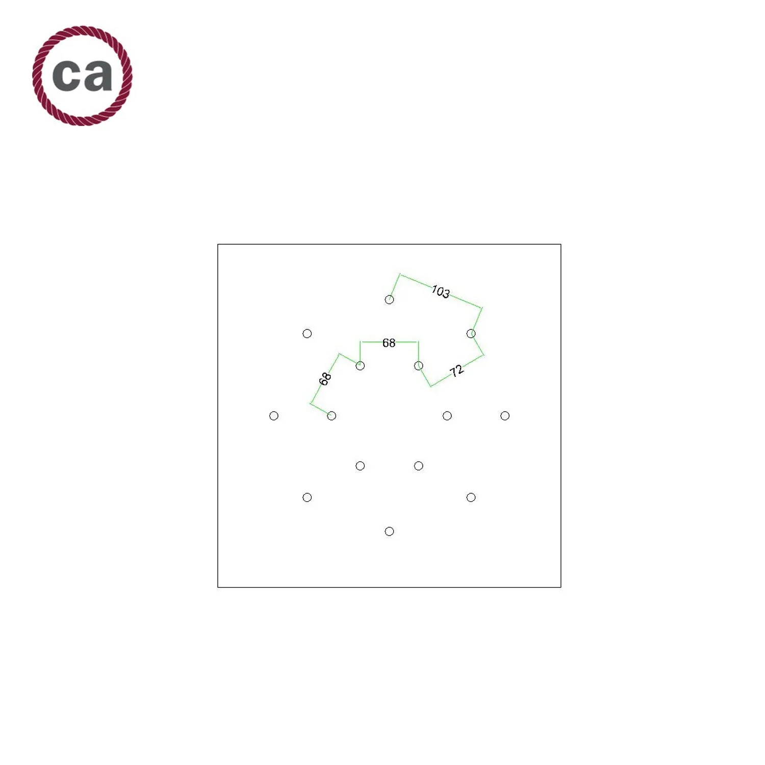 XXL Rose-One square ceiling rose, 400 mm with 14 holes and 4 side holes - Matt black - Image 7