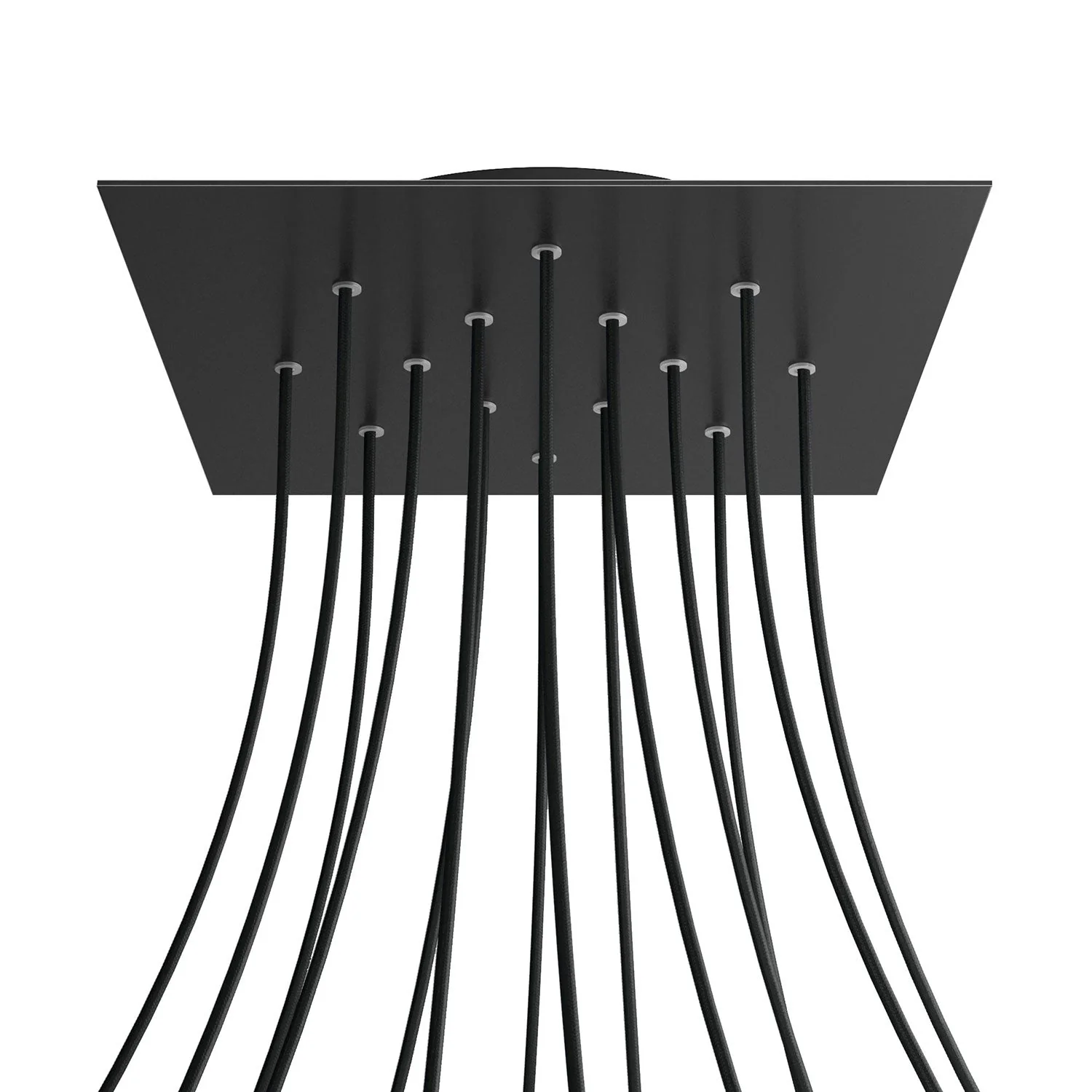 XXL Rose-One square ceiling rose, 400 mm with 14 holes and 4 side holes - Matt black - Image 8