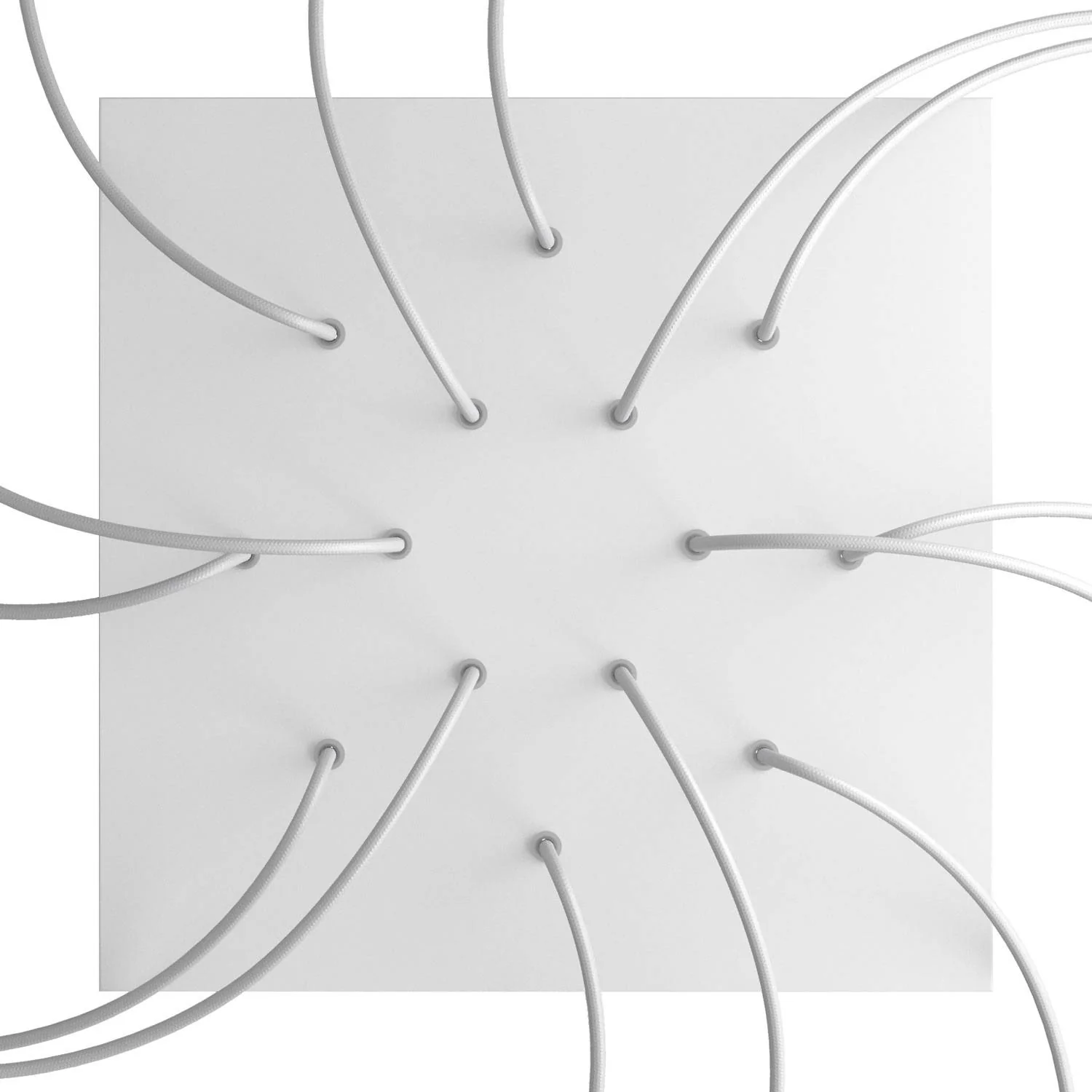 Ceiling rose XXL Rose-One square, 400 mm with 14 holes and 4 side holes - Matt white - Image 2