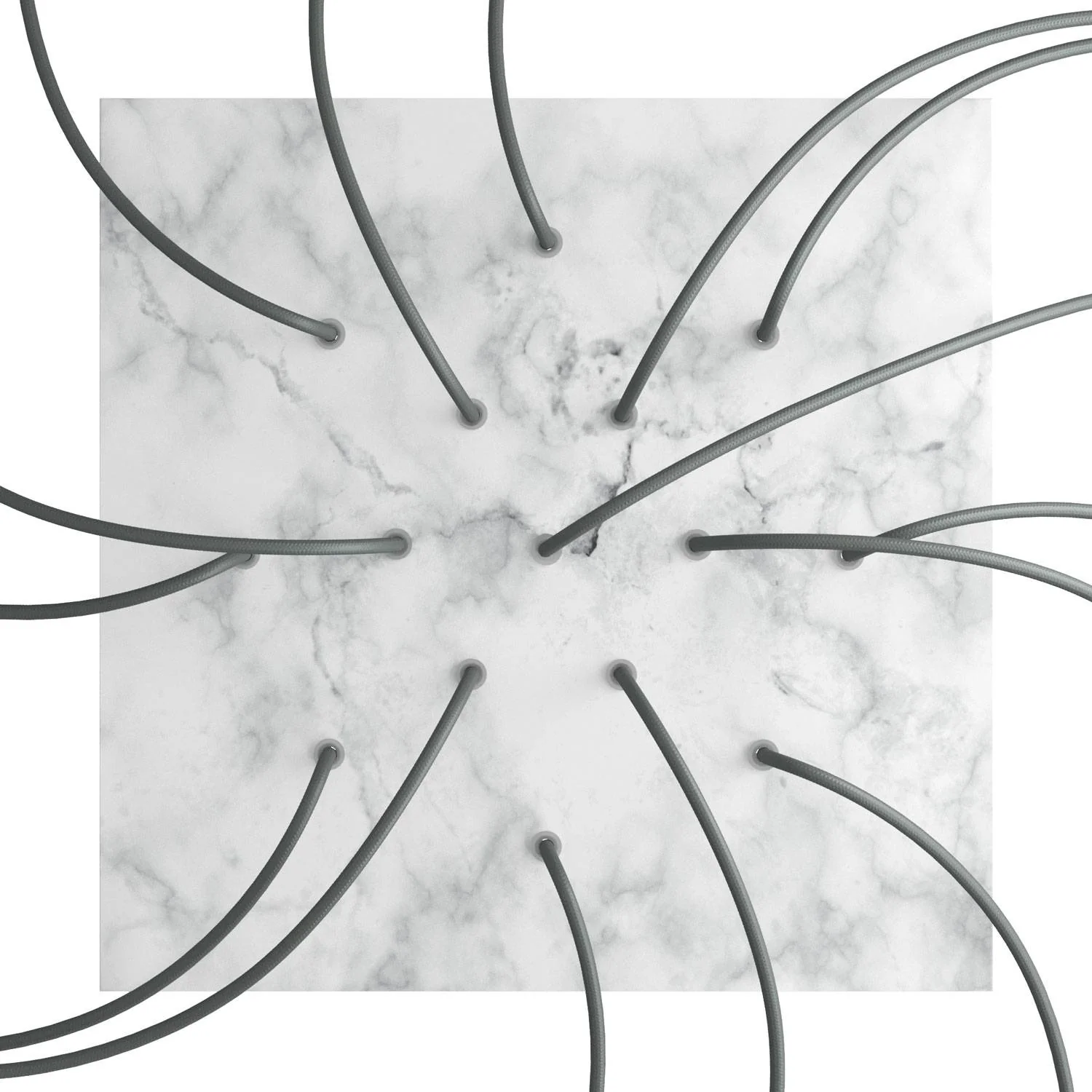 XXL Rose-One square ceiling rose, 400 mm with 15 holes and 4 side holes - Carrara marble - Image 2