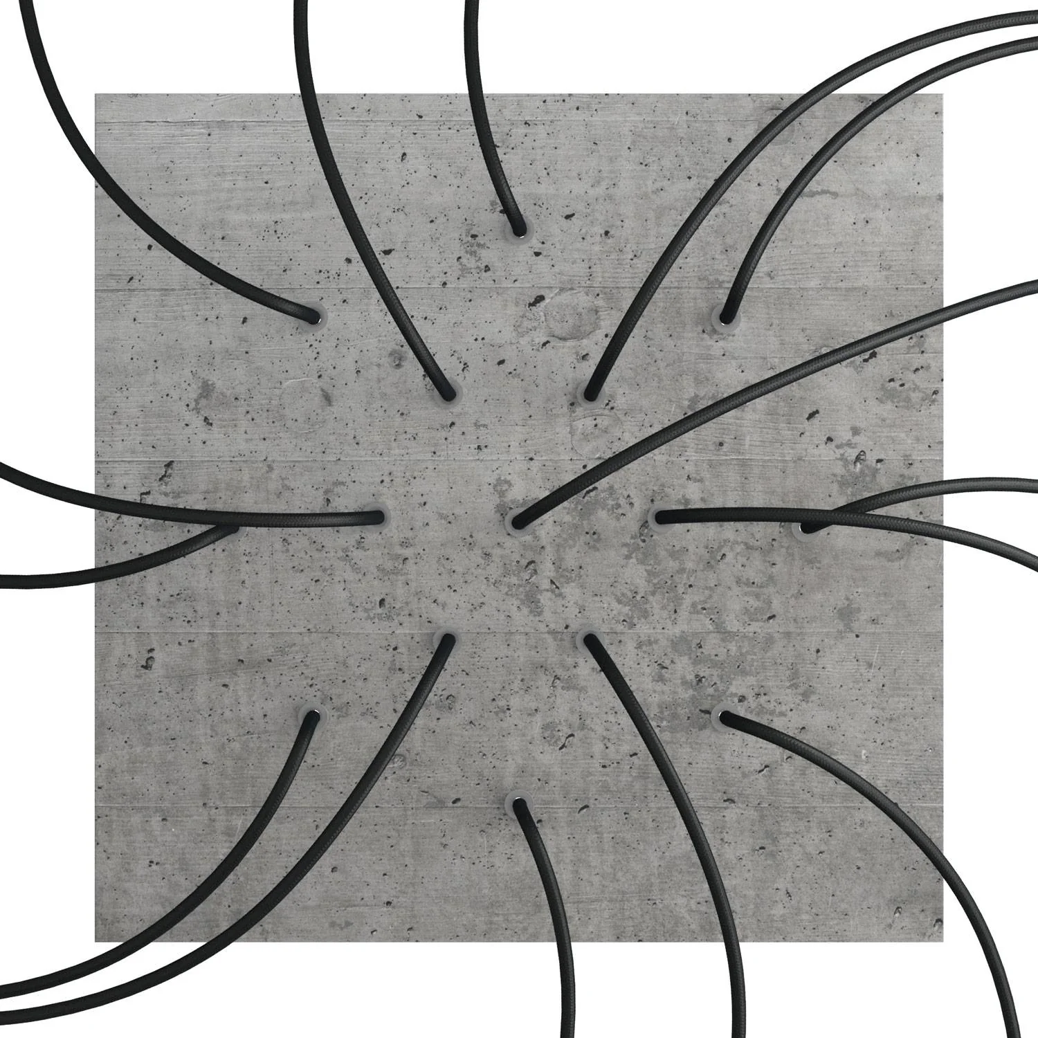 XXL Rose-One square ceiling rose, 400 mm with 15 holes and 4 side holes - Cement - Image 2