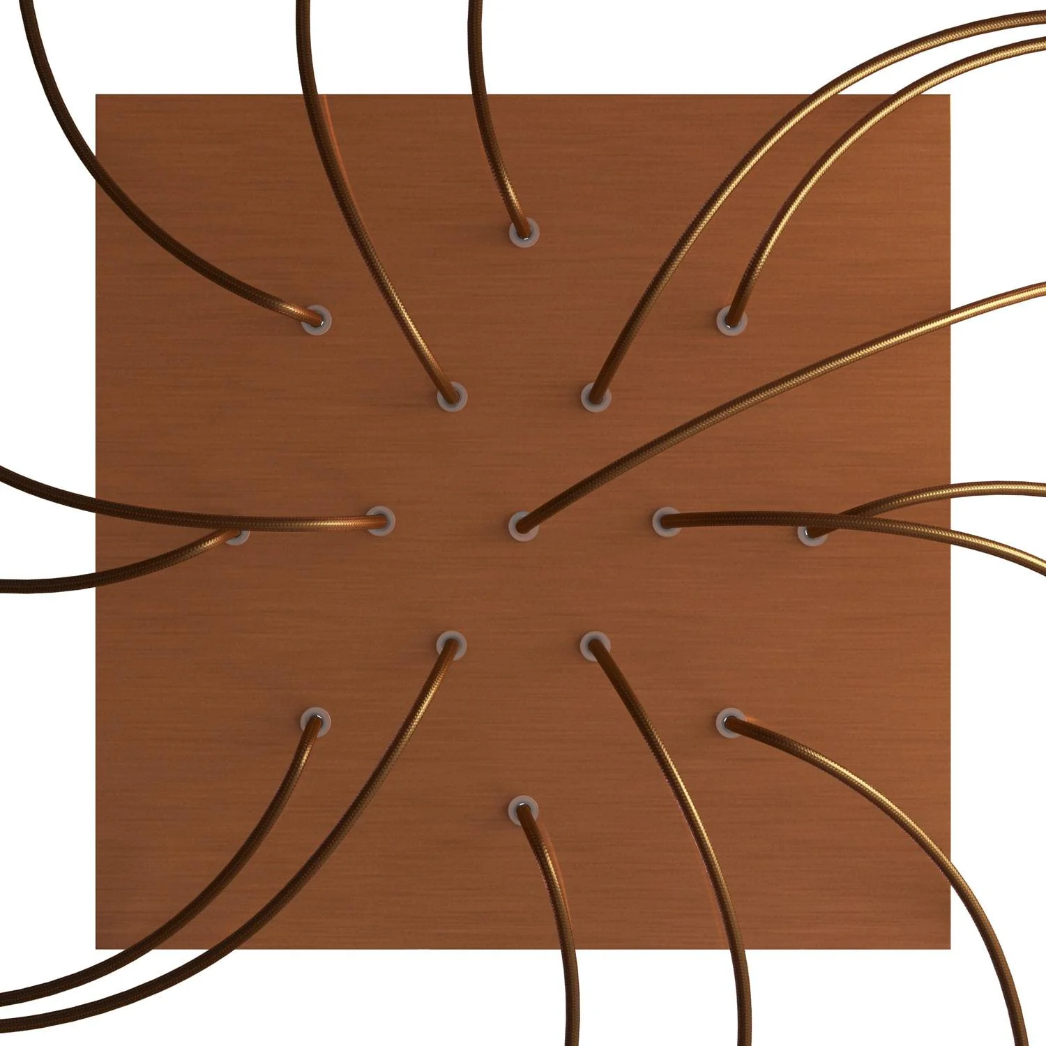 XXL Rose-One square ceiling rose, 400 mm with 15 holes and 4 side holes - Satin copper Dibond - Image 2