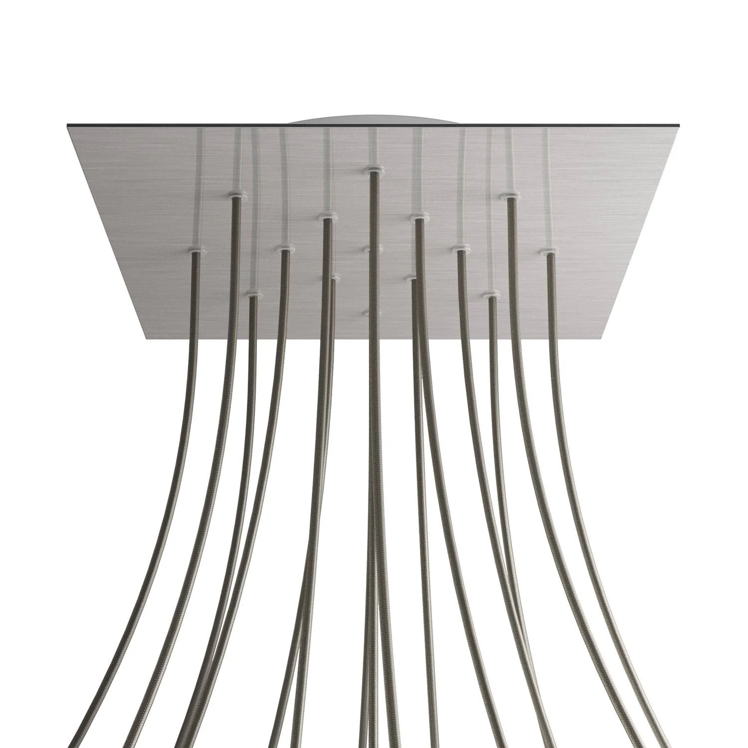 XXL Rose-One square ceiling rose, 400 mm with 15 holes and 4 side holes - Satin-finish Dibond Steel