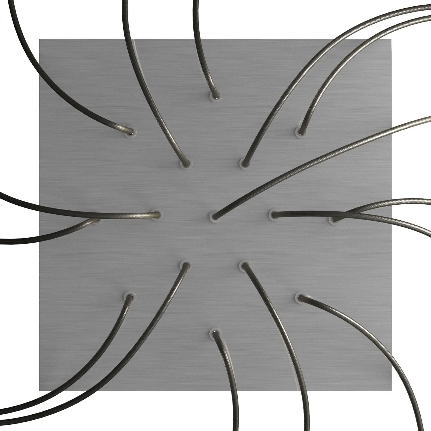 XXL Rose-One square ceiling rose, 400 mm with 15 holes and 4 side holes - Satin-finish Dibond Steel - Image 2