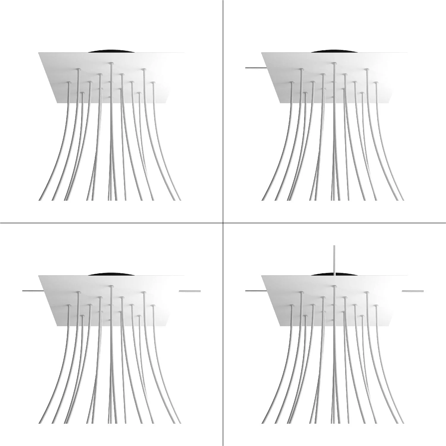 XXL Rose-One square ceiling rose, 400 mm with 15 holes and 4 side holes - Satin-finish Dibond Steel - Image 9