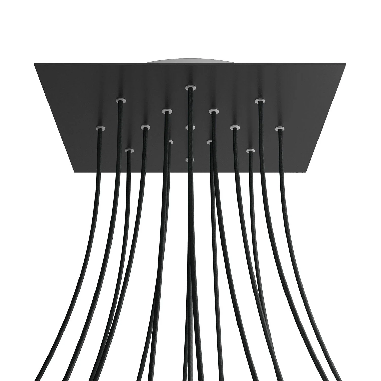 XXL Ceiling rose Rose-One square, 400 mm with 15 holes and 4 side holes - Matt black