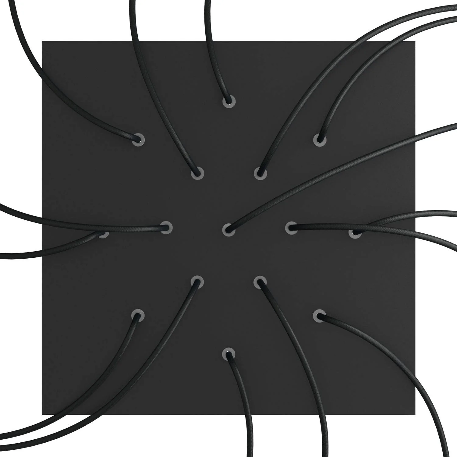XXL Ceiling rose Rose-One square, 400 mm with 15 holes and 4 side holes - Matt black - Image 2
