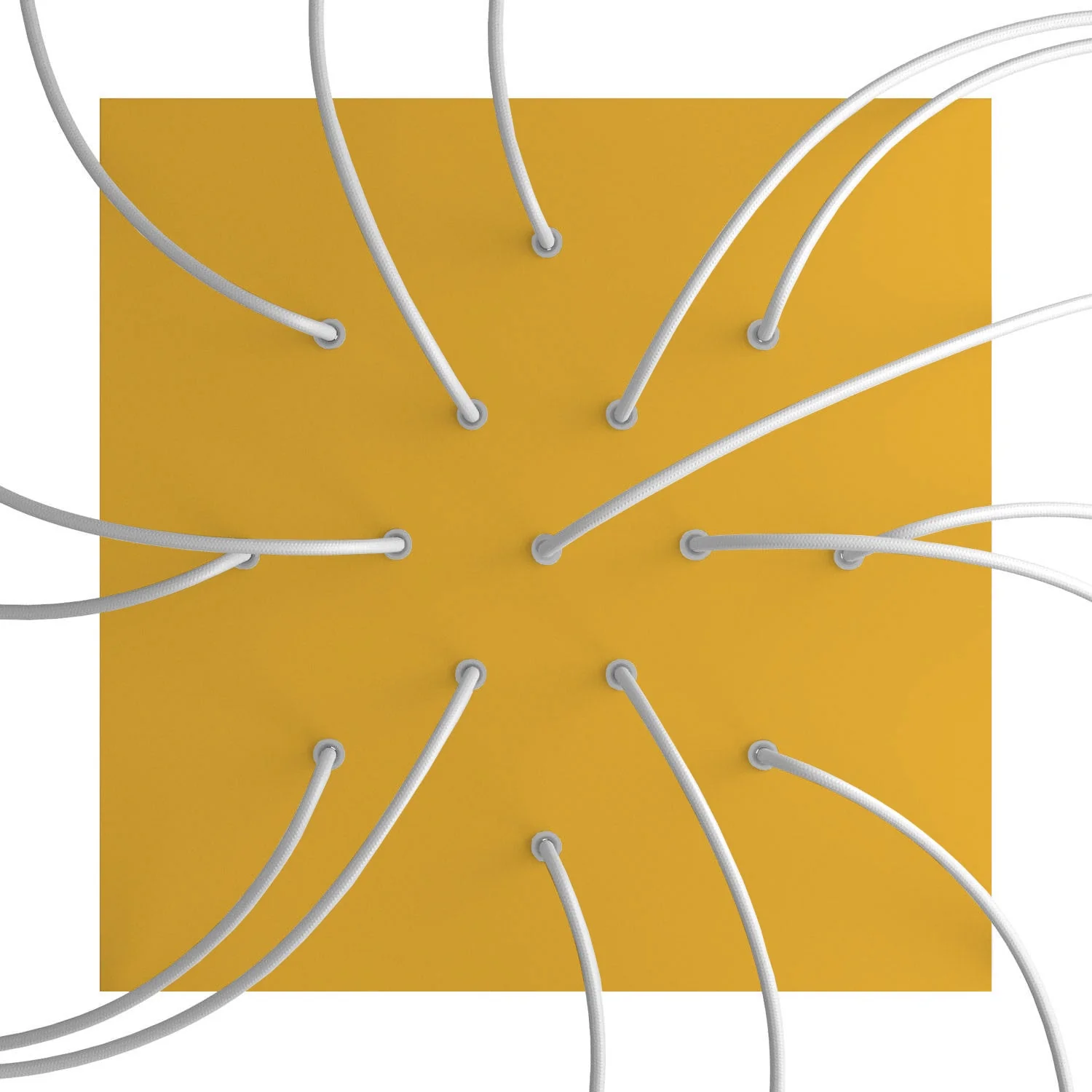 XXL Ceiling rose Rose-One square, 400 mm with 15 holes and 4 side holes - Mustard - Image 2
