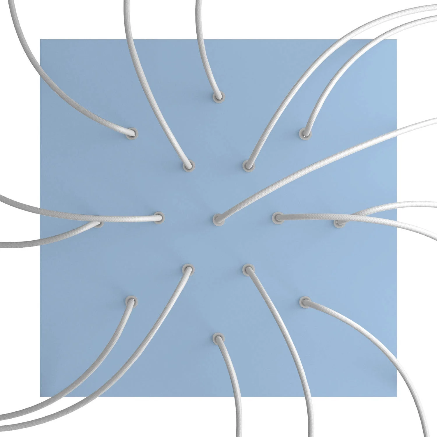 XXL Rose-One square ceiling rose, 400 mm with 15 holes and 4 side holes - Powder blue - Image 2