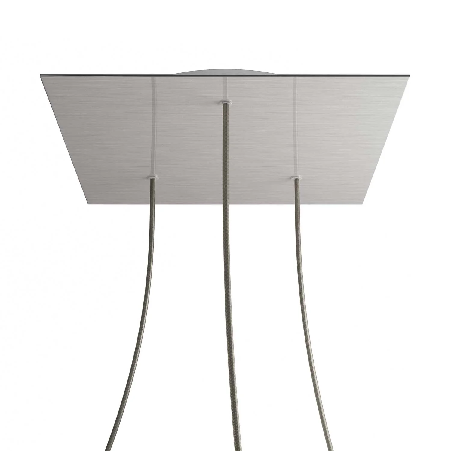 Ceiling rose XXL Rose-One square, 400 mm with 3 holes and 4 side holes - Satin steel Dibond