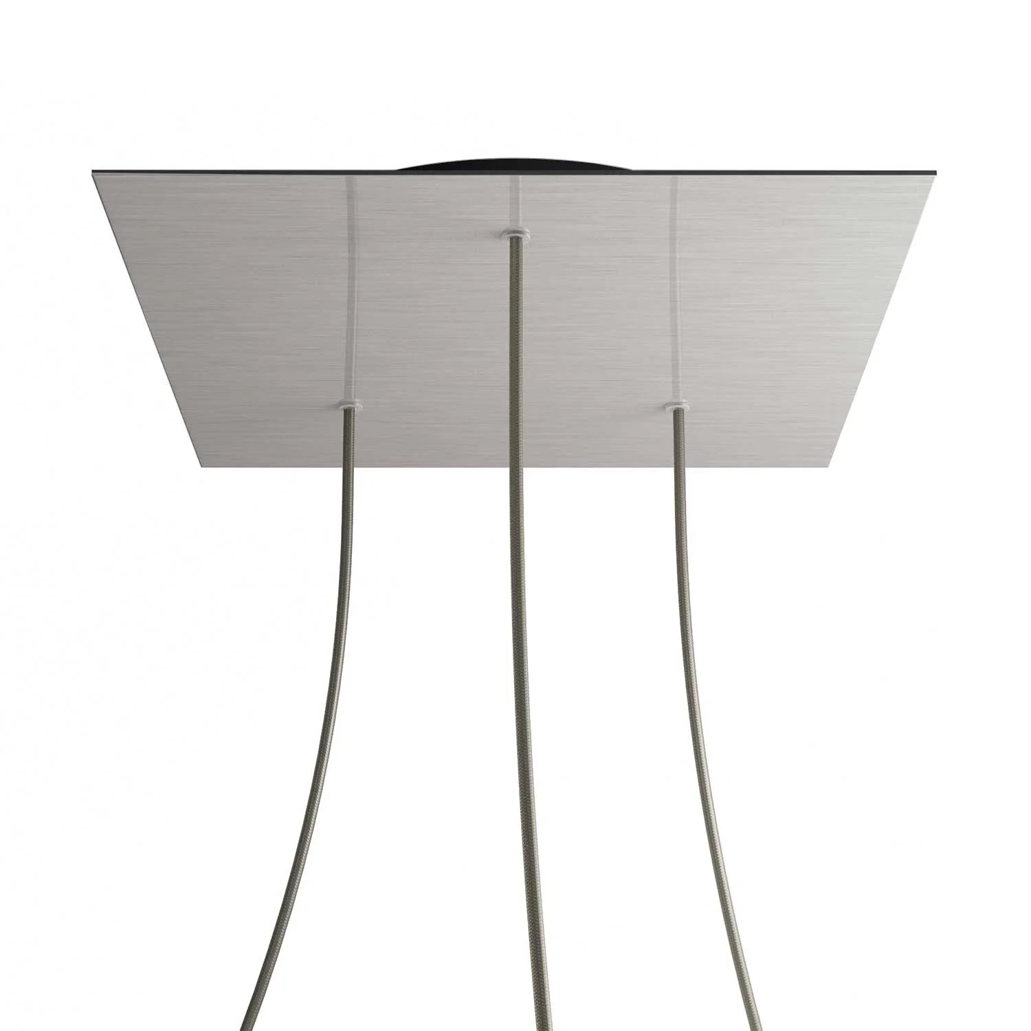 Ceiling rose XXL Rose-One square, 400 mm with 3 holes and 4 side holes - Satin steel Dibond - Image 8