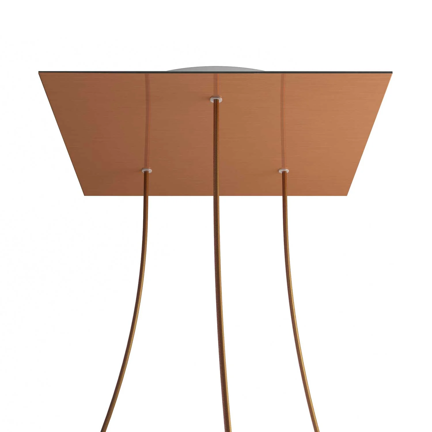 XXL Ceiling rose Rose-One square, 400 mm with 3 holes and 4 side holes - Satin copper Dibond