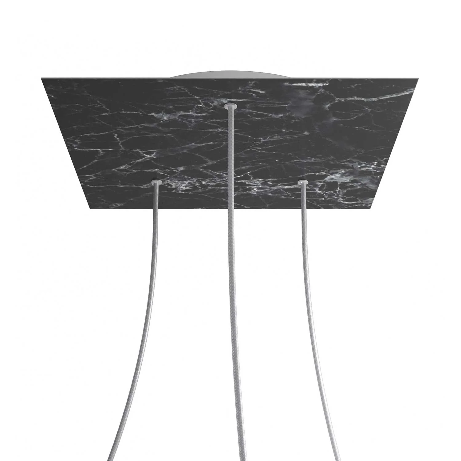 XXL Rose-One square ceiling rose, 400 mm with 3 holes and 4 side holes - Marquina marble