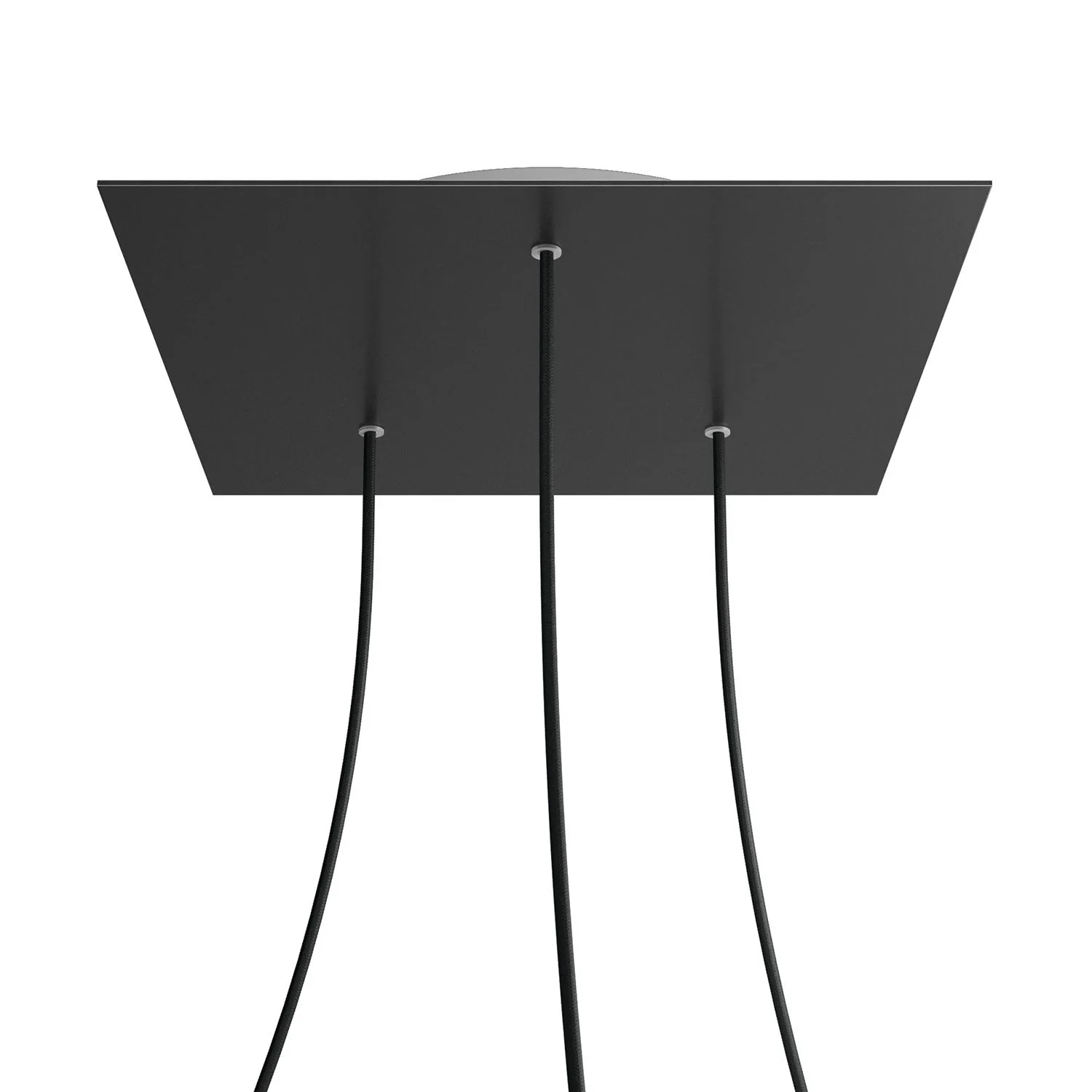 XXL Rose-One square ceiling rose, 400 mm with 3 holes and 4 side holes – Matt black