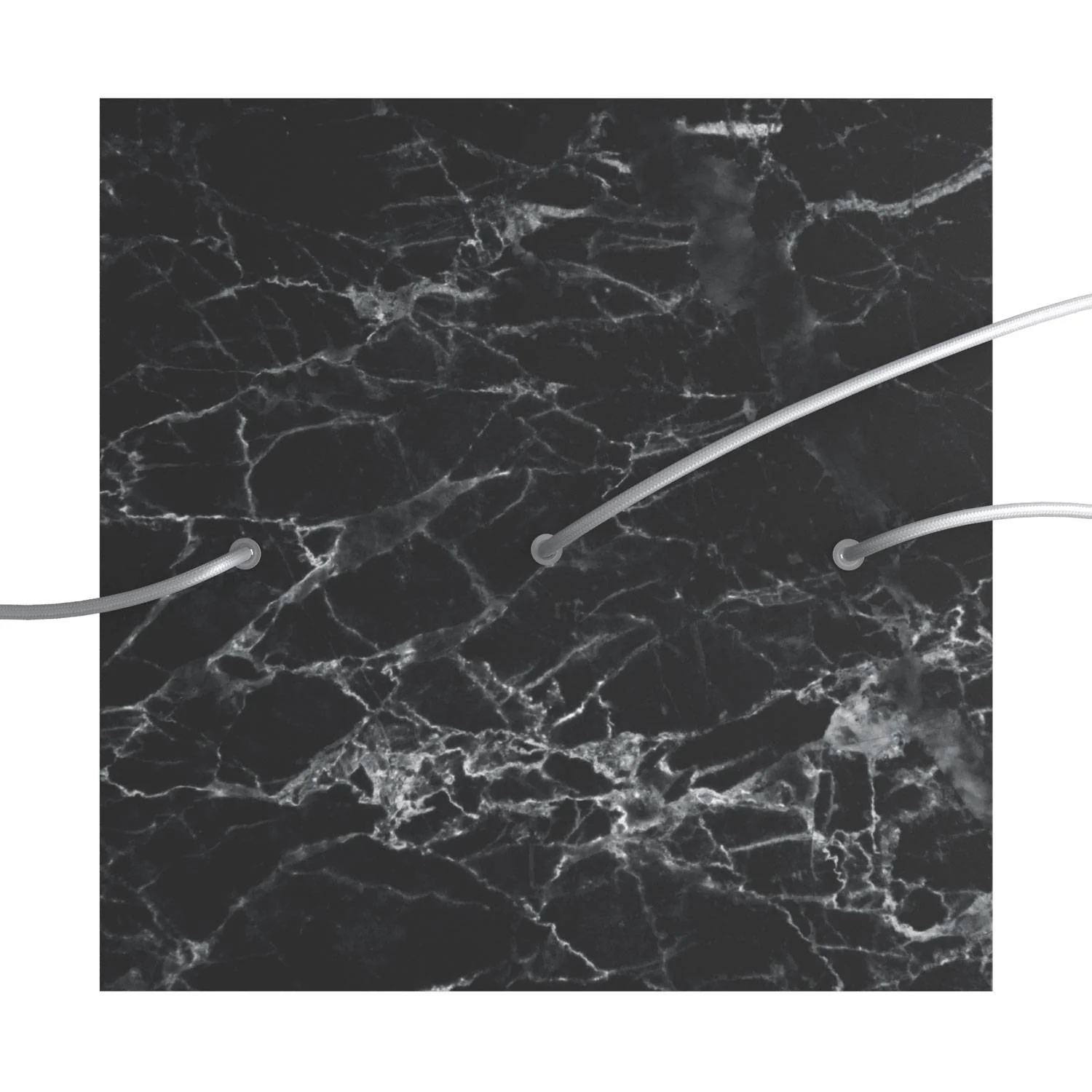 XXL Rose-One square ceiling rose, 400 mm with 3 holes in line and 4 side holes – Marquina Marble - Image 2