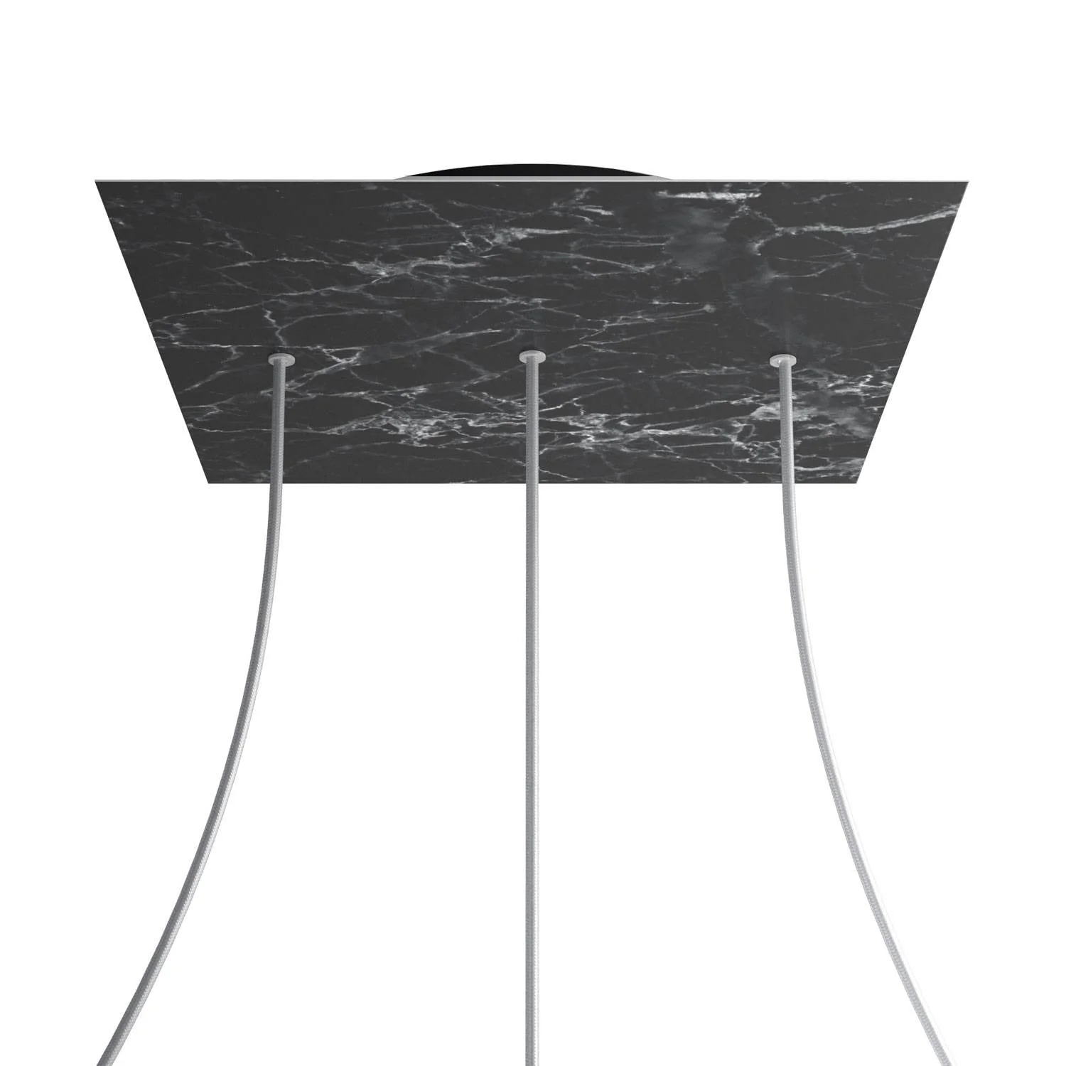 XXL Rose-One square ceiling rose, 400 mm with 3 holes in line and 4 side holes – Marquina Marble - Image 8