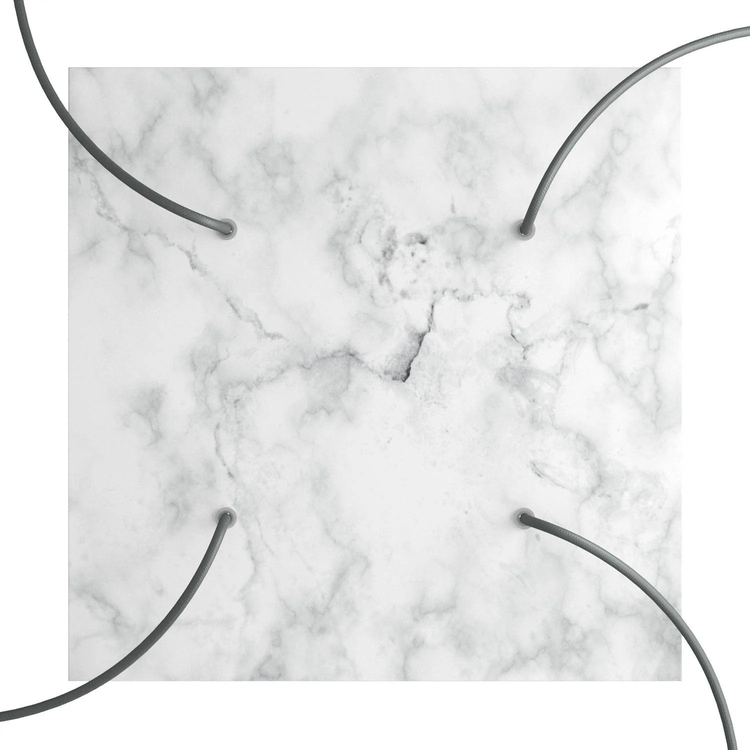 Ceiling rose XXL Rose-One square, 400 mm with 4 holes and 4 side holes - Carrara marble - Image 2