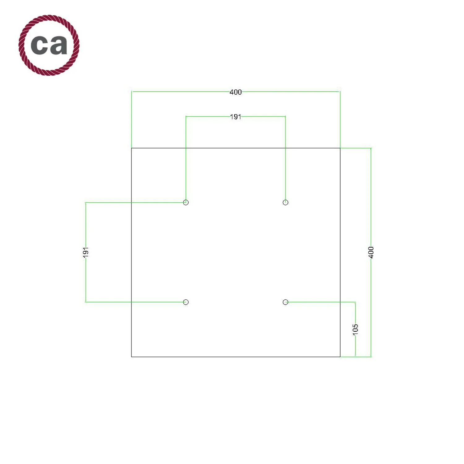 XXL Ceiling rose Rose-One square, 400 mm with 4 holes and 4 side holes - Concrete - Image 7