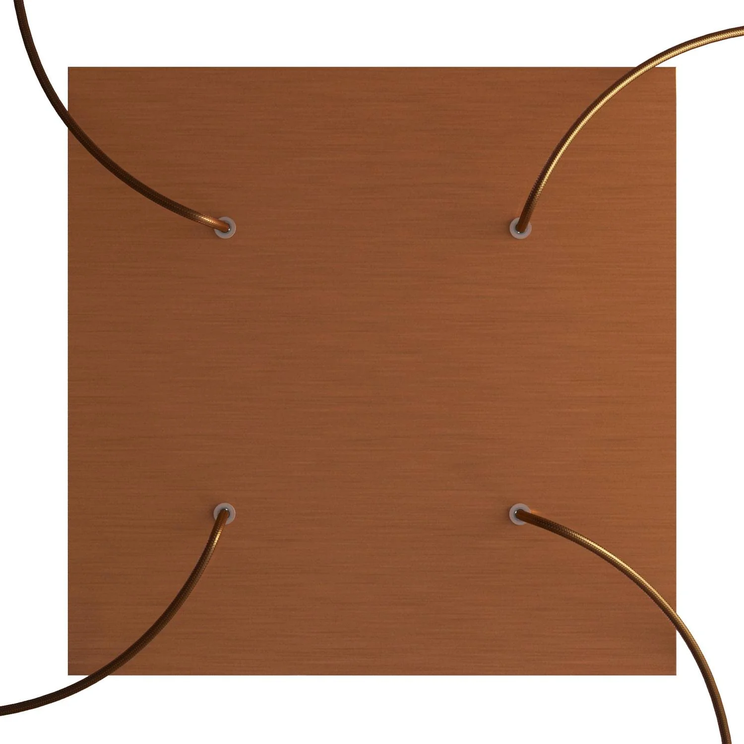 XXL Rose-One square ceiling rose, 400 mm with 4 holes and 4 side holes - Satin copper Dibond - Image 2