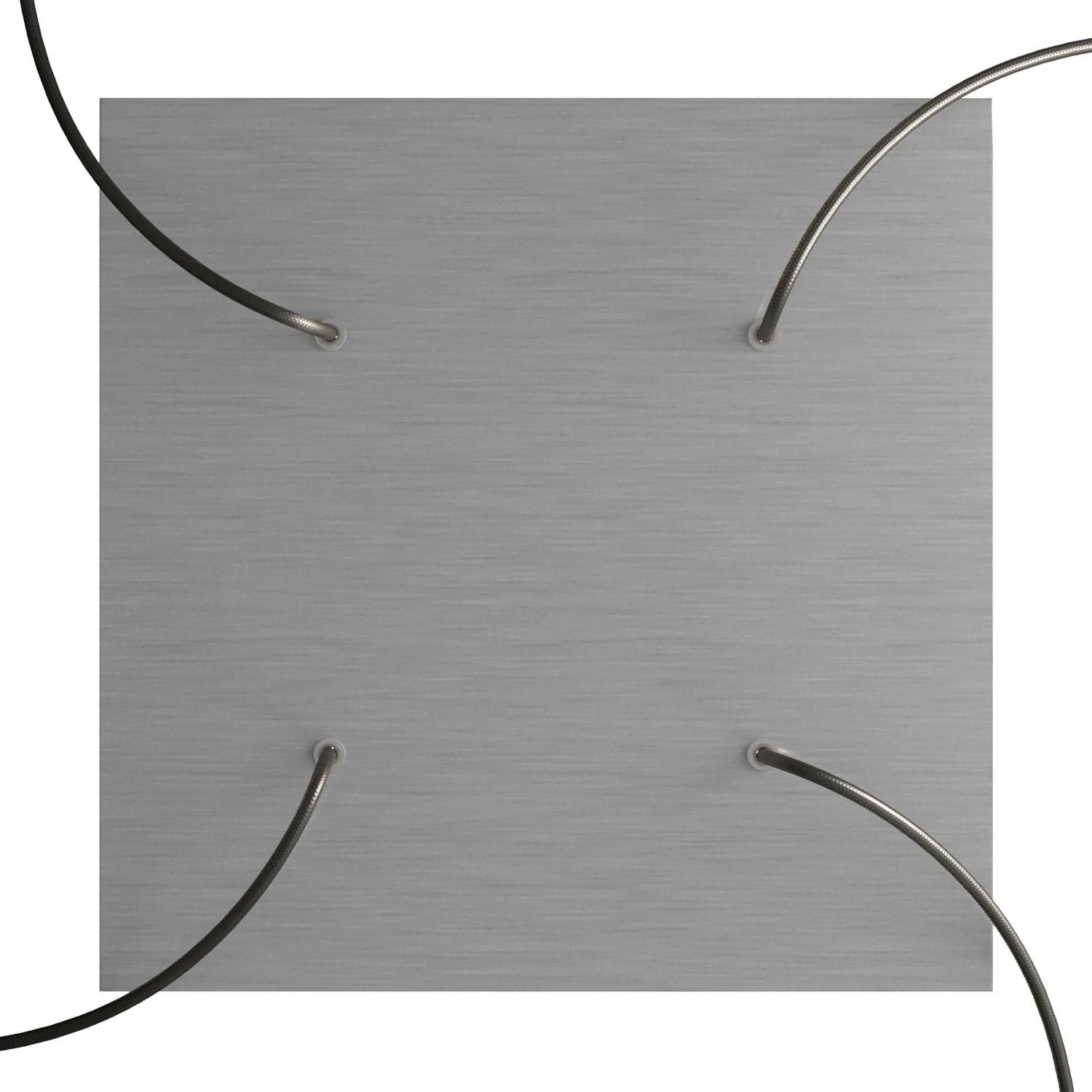 Rose-One XXL square ceiling rose, 400 mm with 4 holes and 4 side holes - Satin steel Dibond - Image 2
