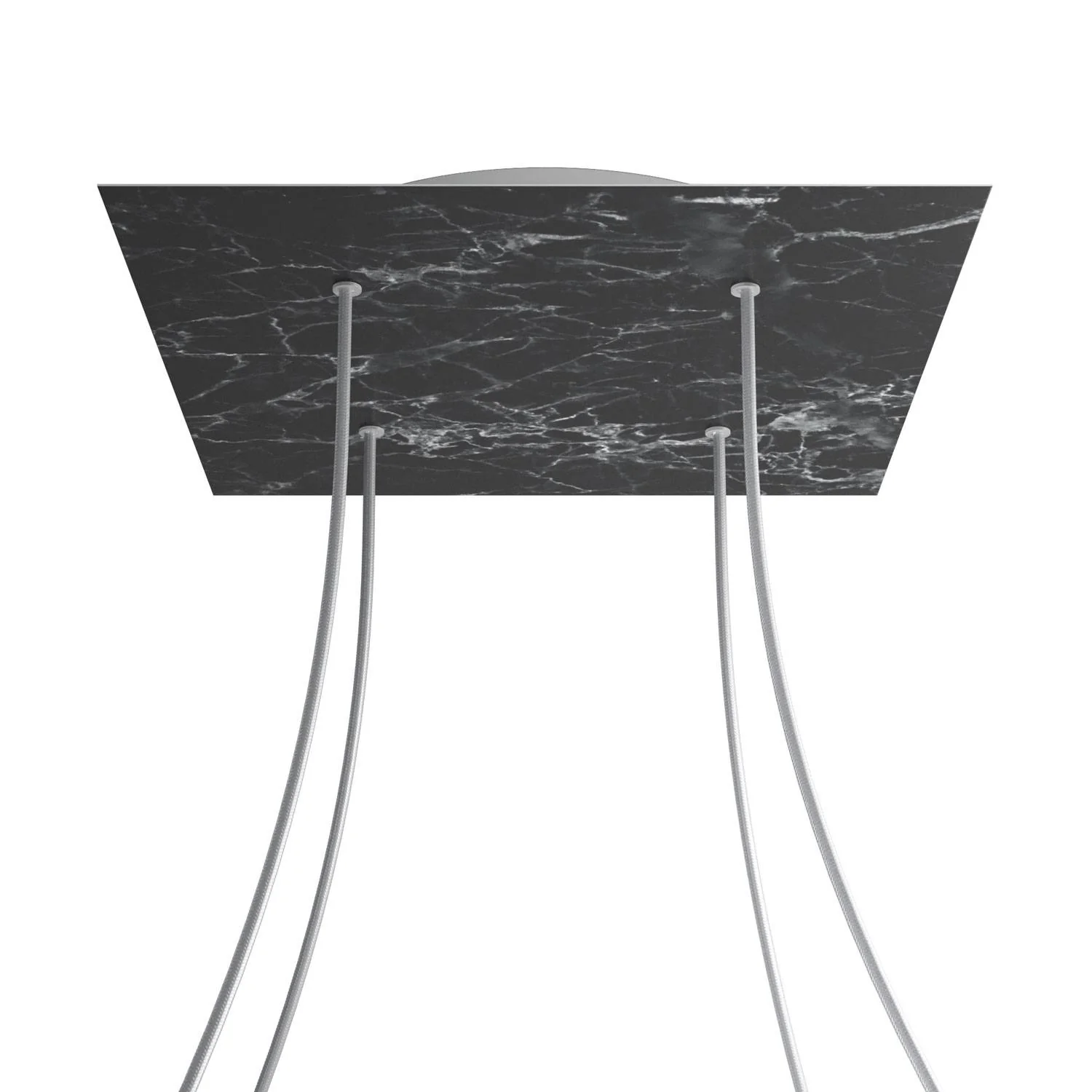 XXL Rose-One square ceiling rose, 400 mm with 4 holes and 4 side holes - Marquina Marble