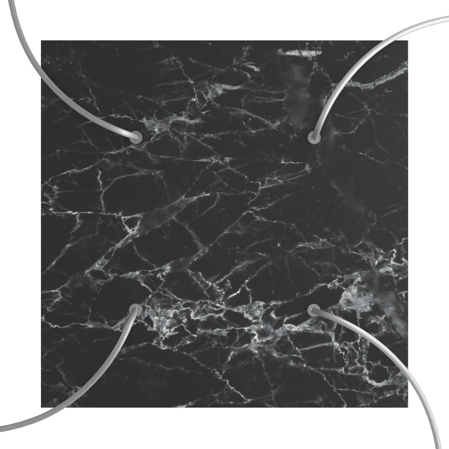 XXL Rose-One square ceiling rose, 400 mm with 4 holes and 4 side holes - Marquina Marble - Image 2