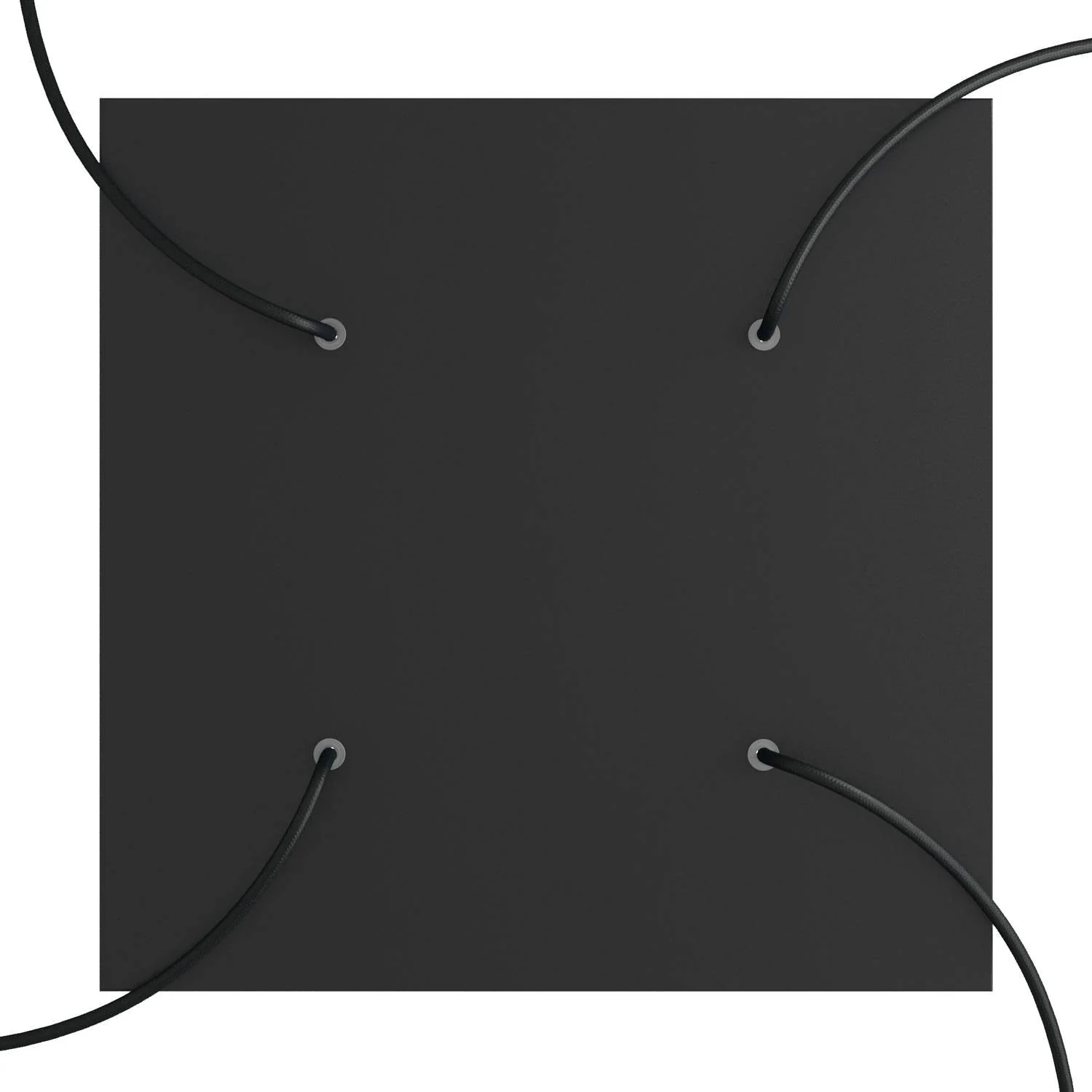 XXL ceiling rose Rose-One square, 400 mm with 4 holes and 4 side holes - Matt black - Image 2