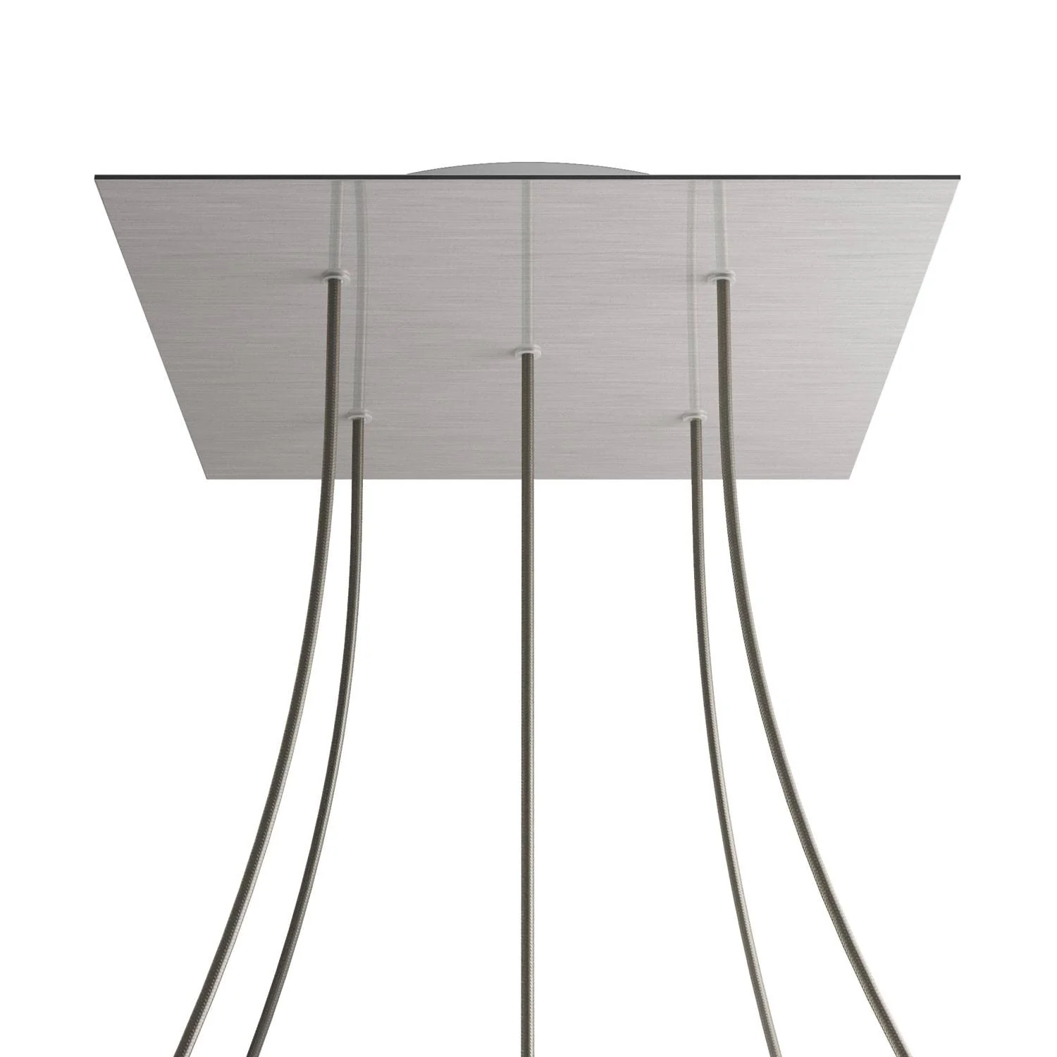 Ceiling rose XXL Rose-One square, 400 mm with 5 holes and 4 side holes - Dibond Brushed Steel