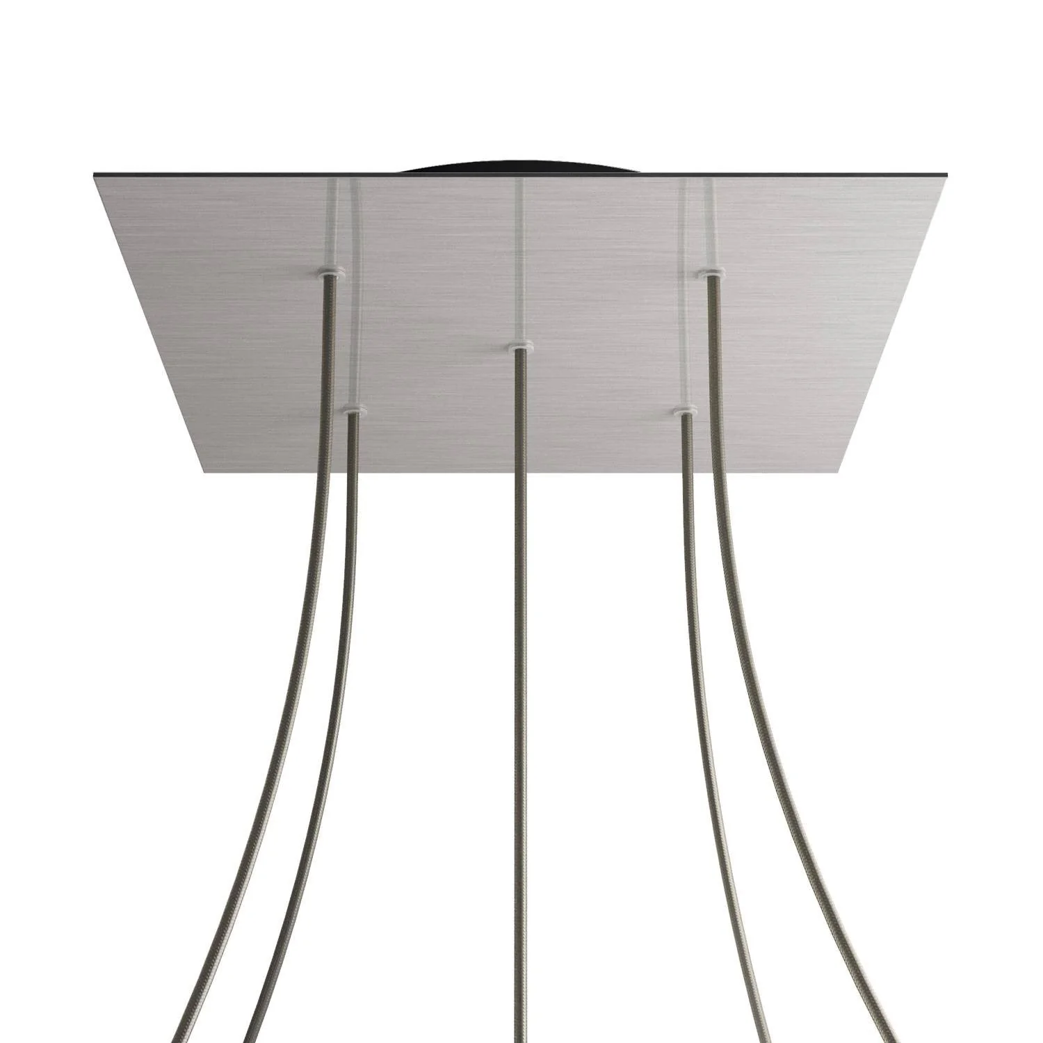 Ceiling rose XXL Rose-One square, 400 mm with 5 holes and 4 side holes - Dibond Brushed Steel - Image 8
