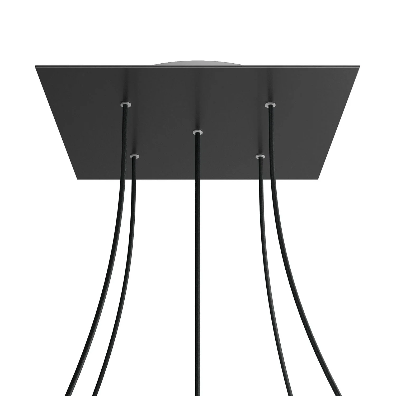 XXL Rose-One square ceiling rose, 400 mm with 5 holes and 4 side holes - Matt black