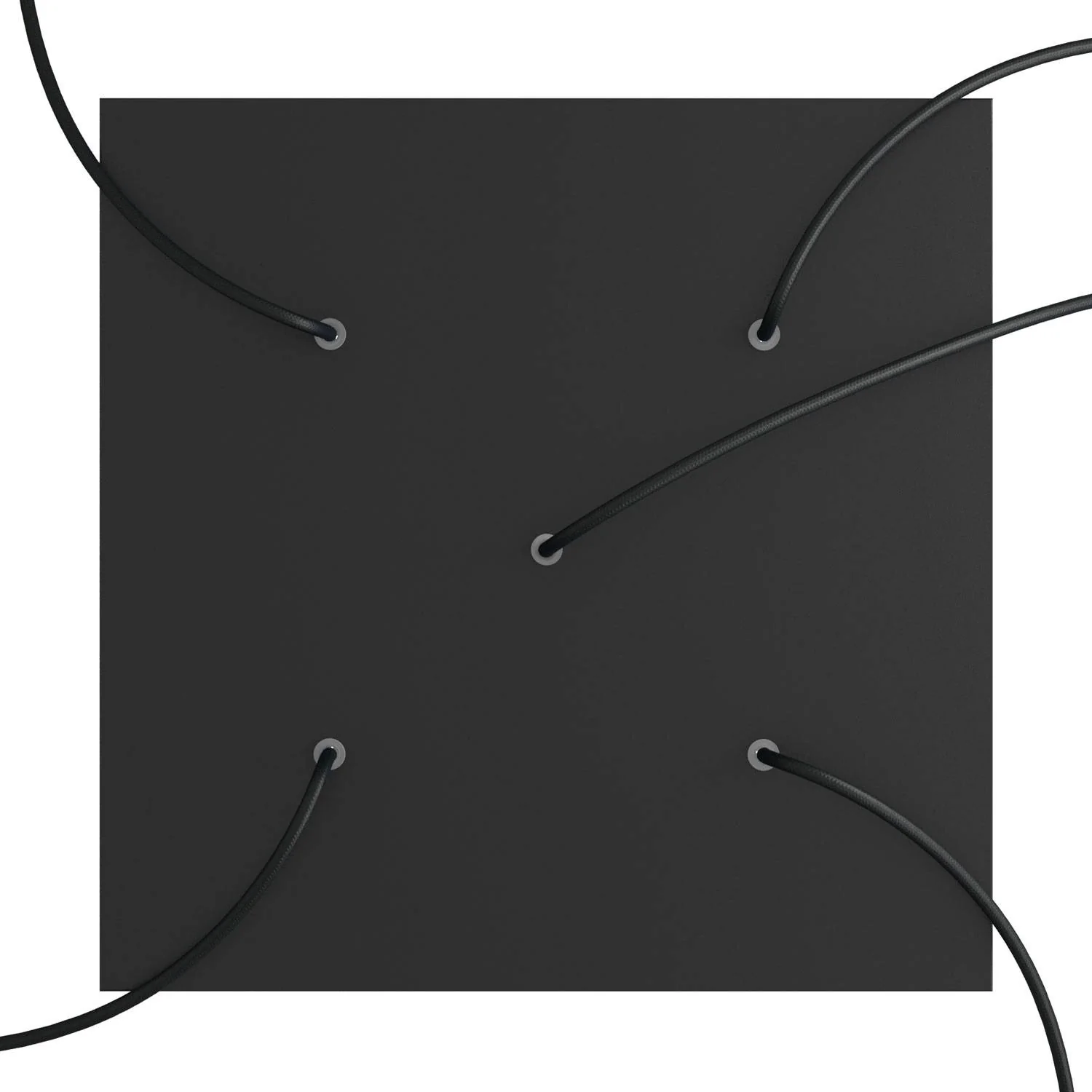 XXL Rose-One square ceiling rose, 400 mm with 5 holes and 4 side holes - Matt black - Image 2