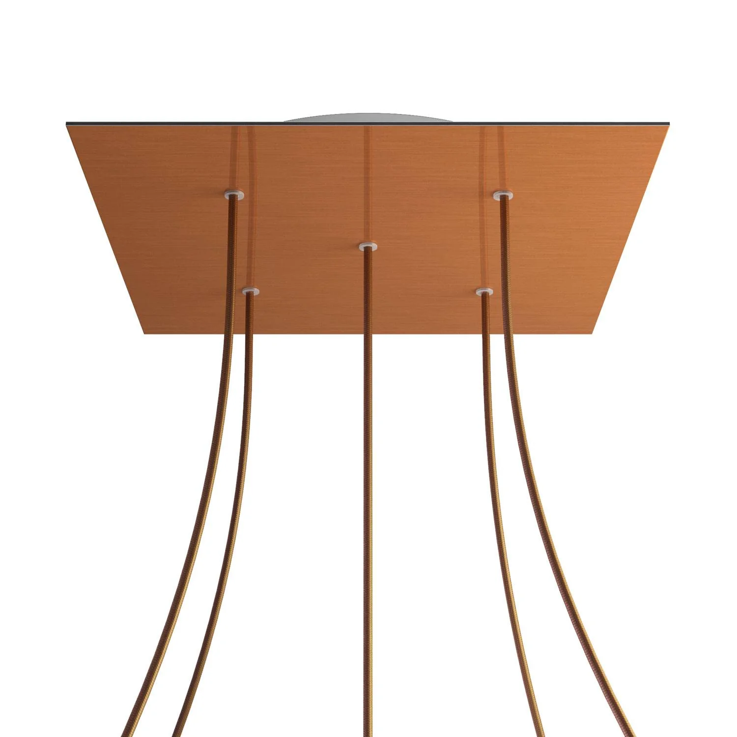 XXL Rose-One square ceiling rose, 400 mm with 5 holes and 4 side holes - Satin copper Dibond