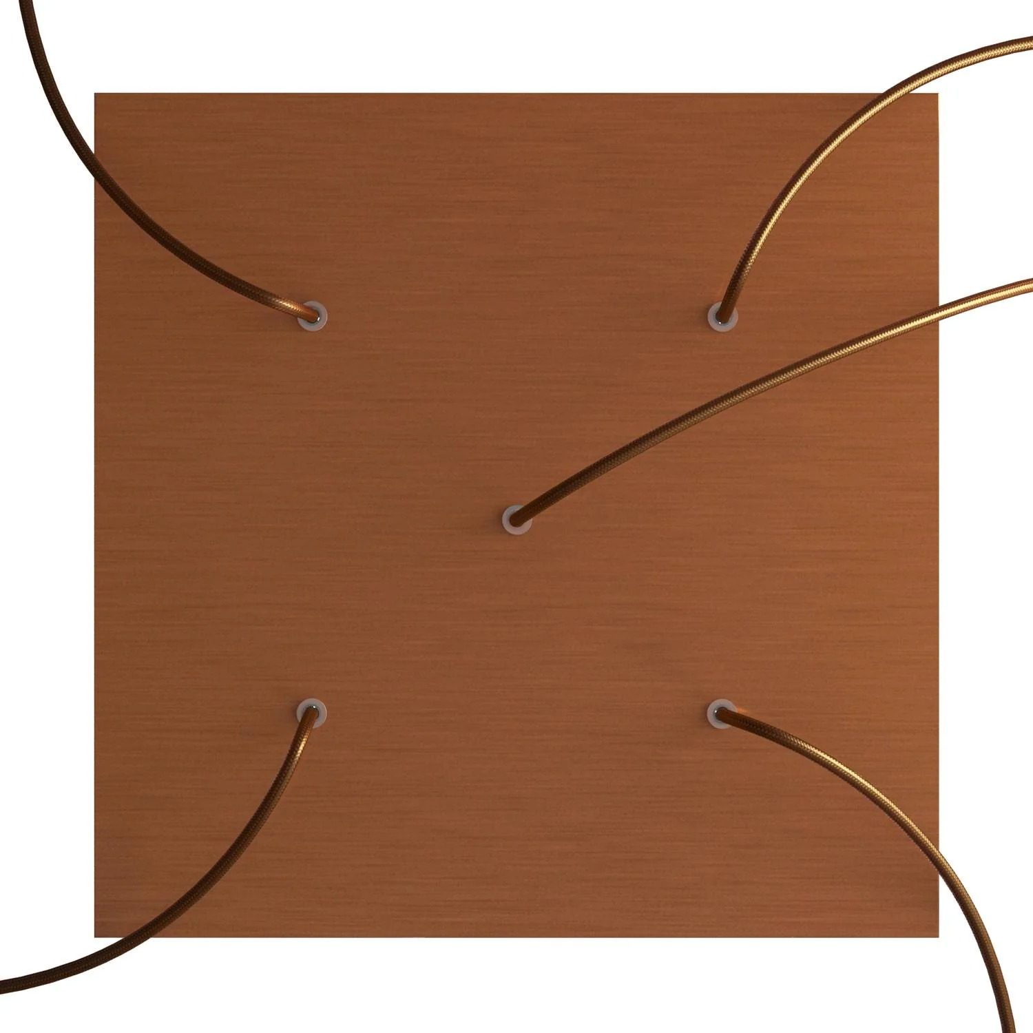 XXL Rose-One square ceiling rose, 400 mm with 5 holes and 4 side holes - Satin copper Dibond - Image 2