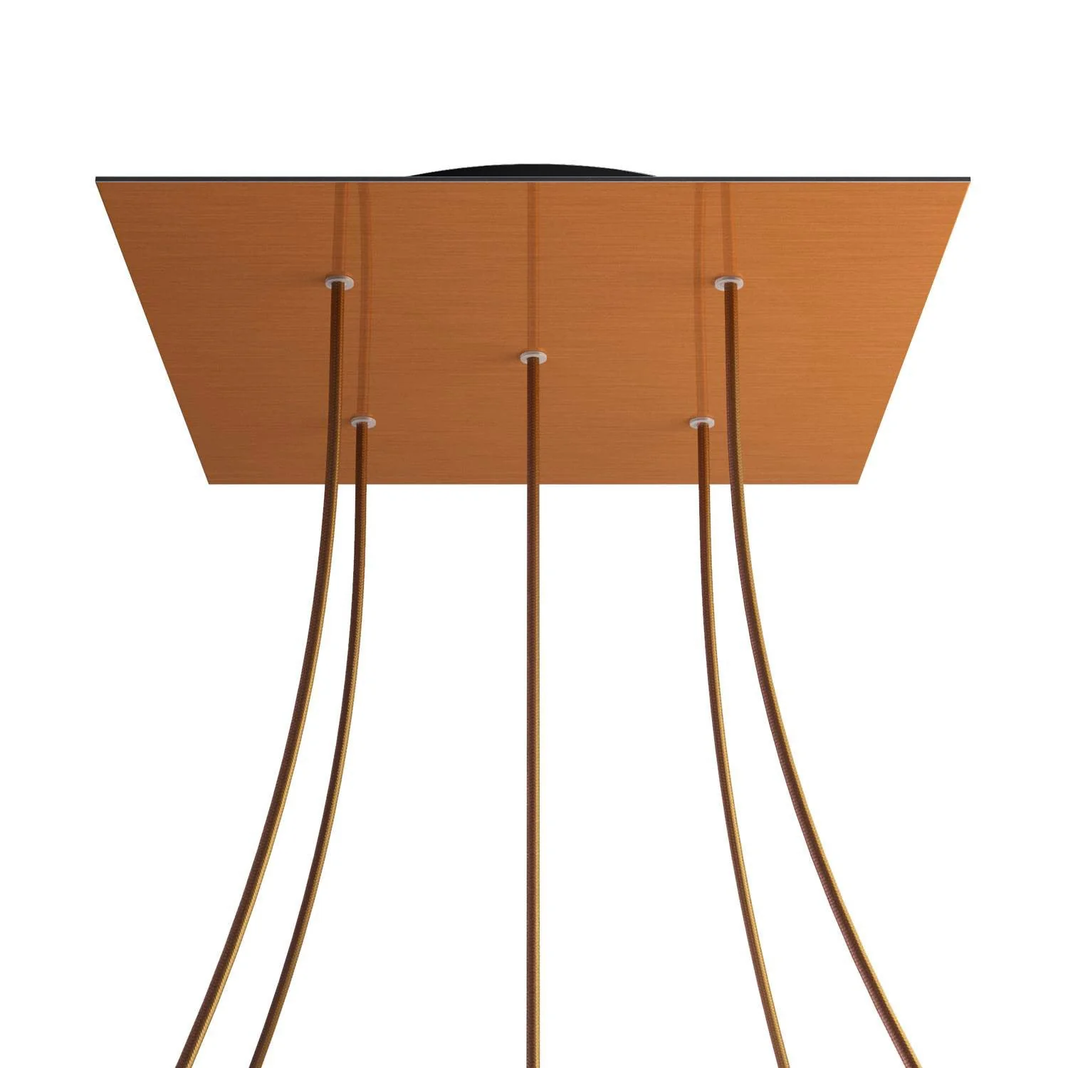XXL Rose-One square ceiling rose, 400 mm with 5 holes and 4 side holes - Satin copper Dibond - Image 8
