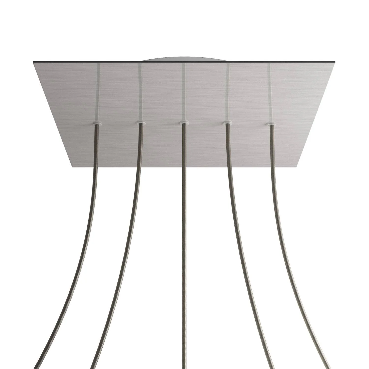 XXL Rose-One square ceiling rose, 400 mm with 5 inline holes and 4 side holes - Satin steel Dibond