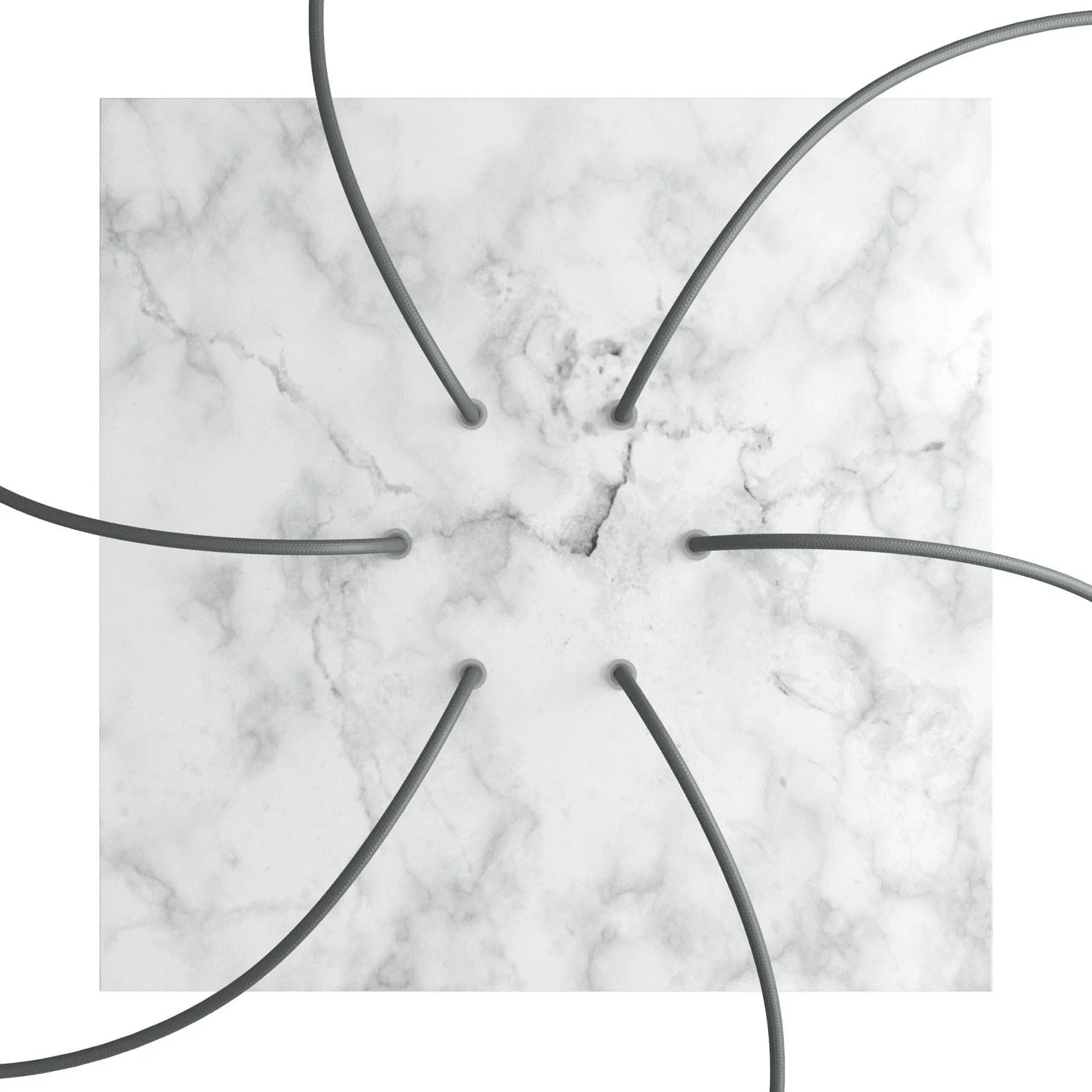 Ceiling rose XXL Rose-One square, 400 mm with 6 holes and 4 side holes - Carrara Marble - Image 2