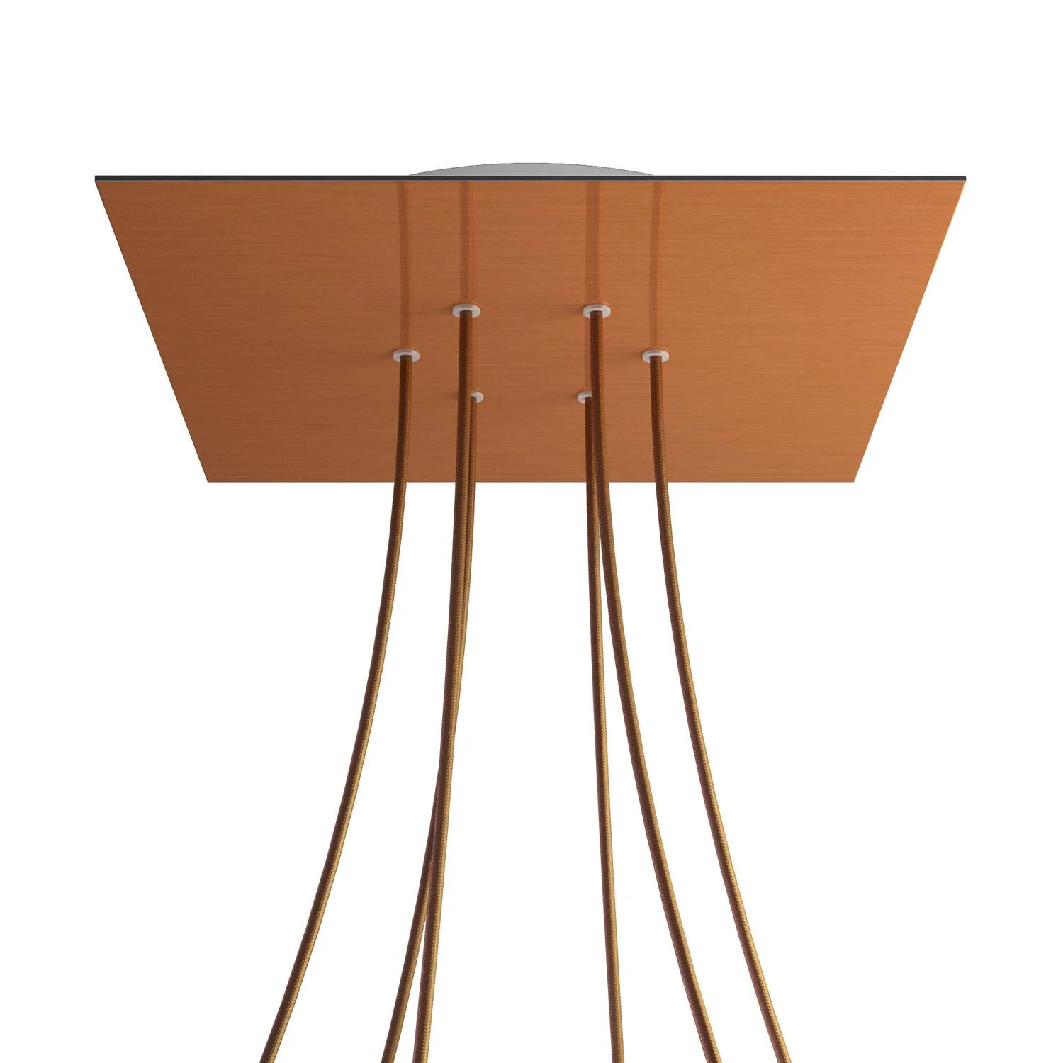 XXL Rose-One square ceiling rose, 400 mm with 6 holes and 4 side holes - Satin copper Dibond