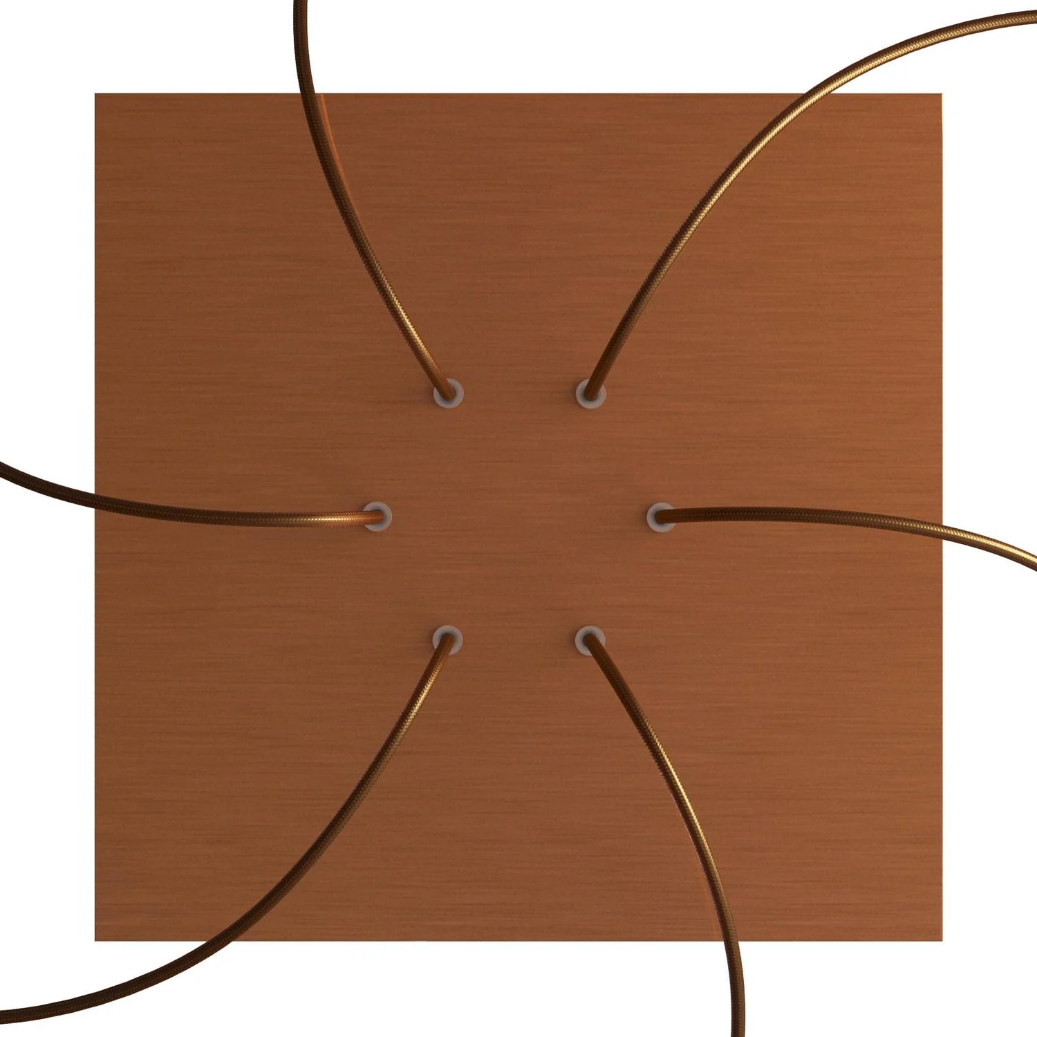 XXL Rose-One square ceiling rose, 400 mm with 6 holes and 4 side holes - Satin copper Dibond - Image 2