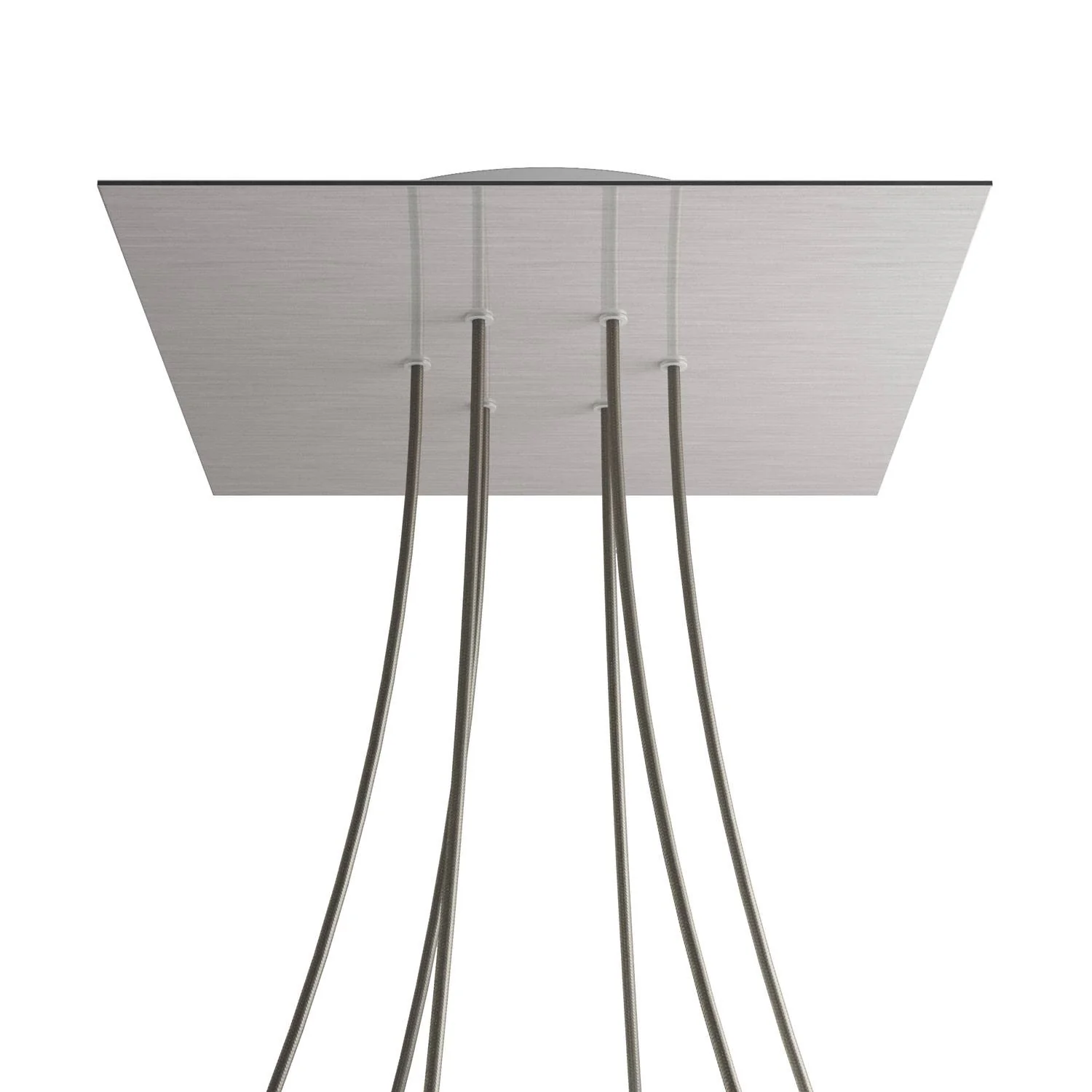 Ceiling rose XXL Rose-One square, 400 mm with 6 holes and 4 side holes - Satin Steel Dibond