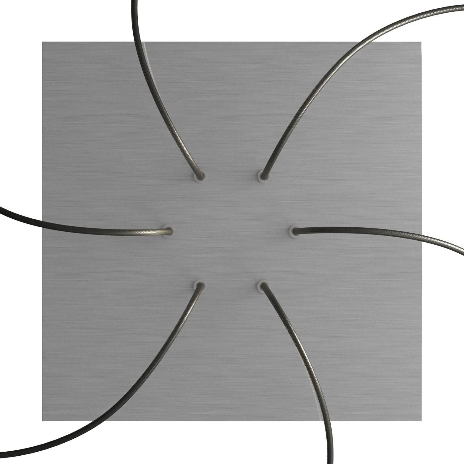 Ceiling rose XXL Rose-One square, 400 mm with 6 holes and 4 side holes - Satin Steel Dibond - Image 2