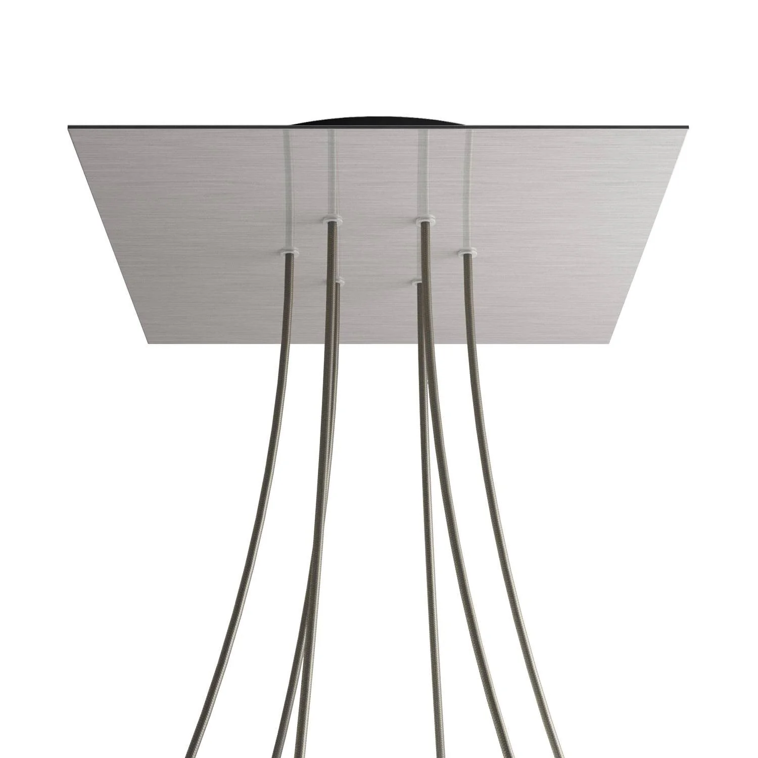 Ceiling rose XXL Rose-One square, 400 mm with 6 holes and 4 side holes - Satin Steel Dibond - Image 8
