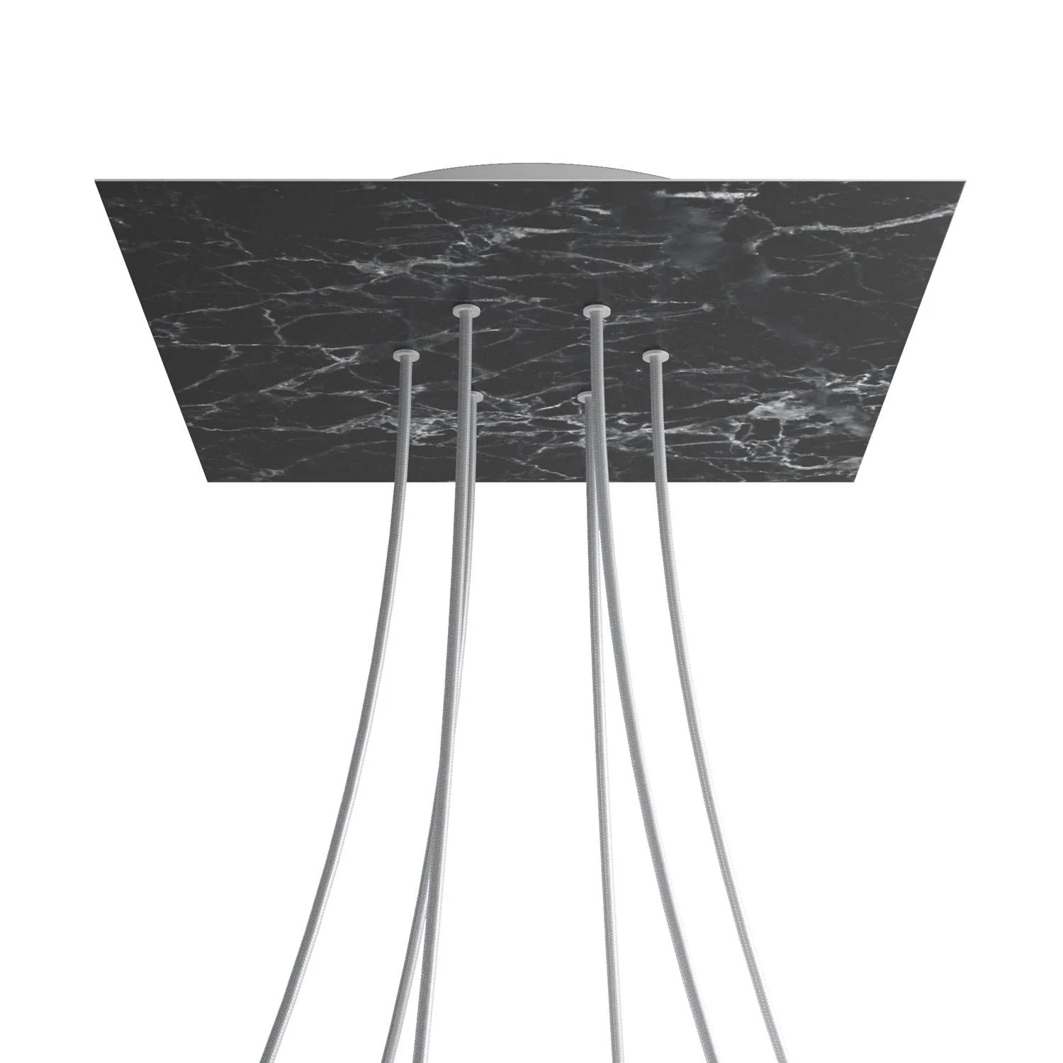 XXL Rose-One square ceiling rose, 400 mm with 6 holes and 4 side holes - Marquina Marble