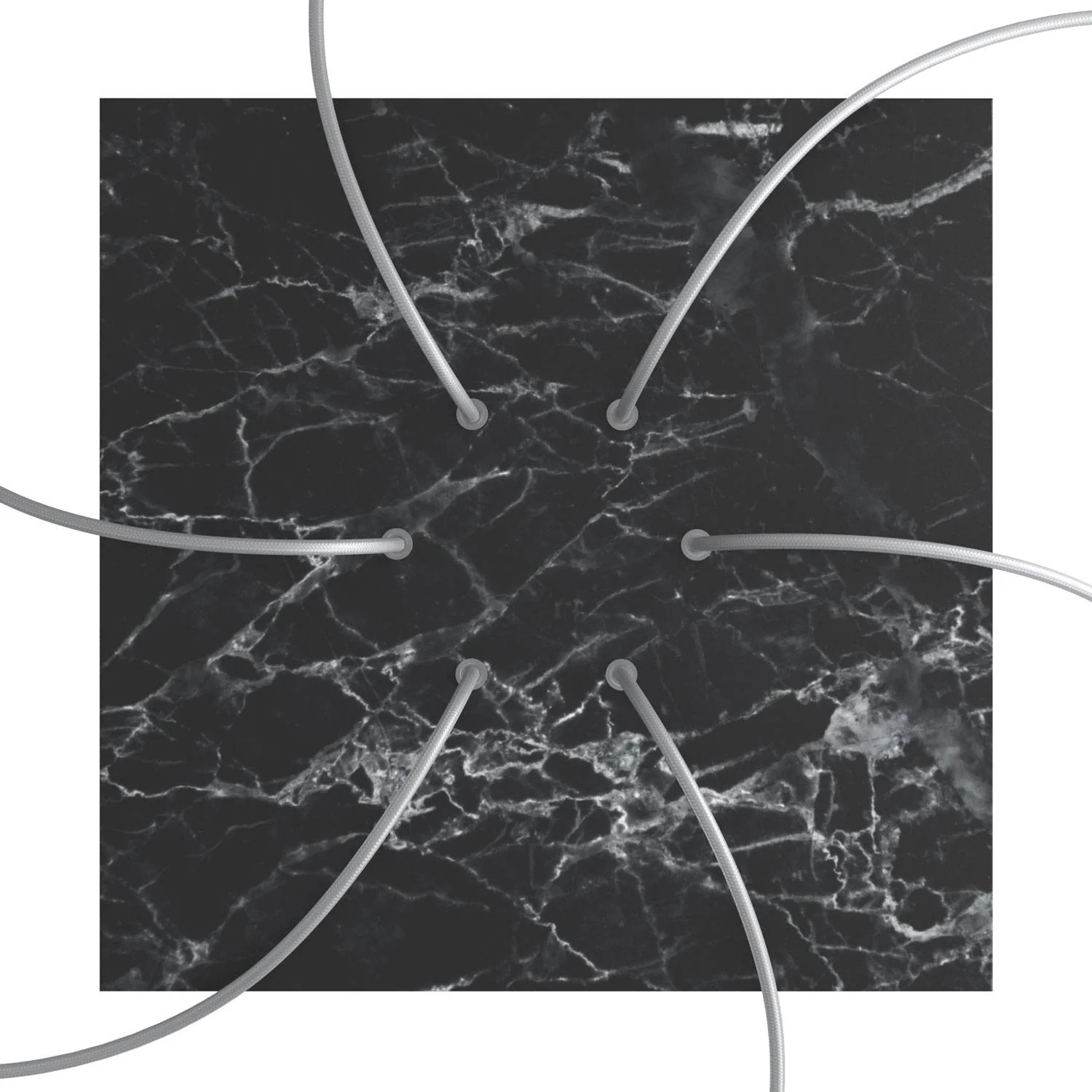 XXL Rose-One square ceiling rose, 400 mm with 6 holes and 4 side holes - Marquina Marble - Image 2